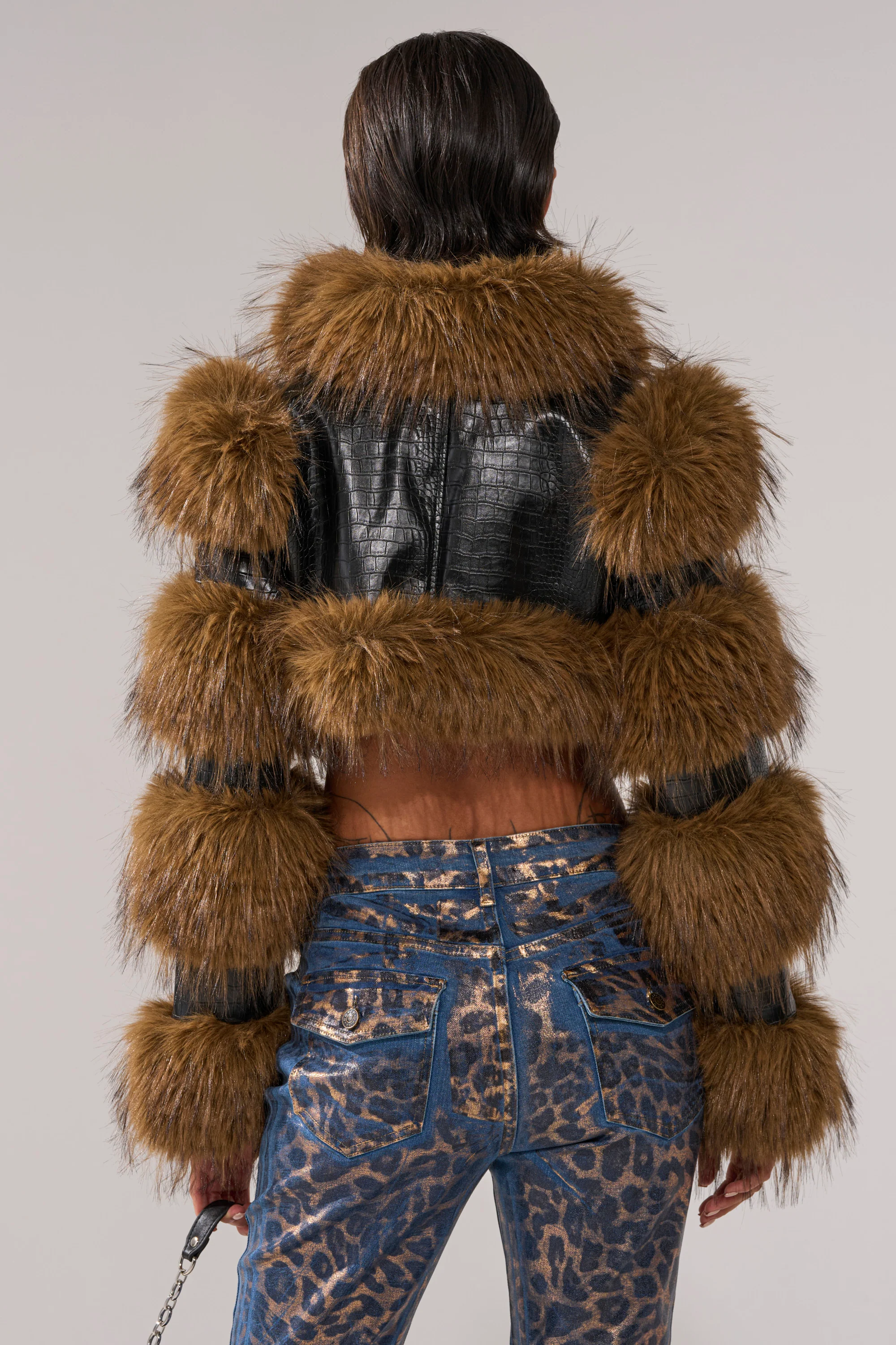 NEW LOVERGIRL ULTRA CROP FUR TRIM MOTO - Image 7