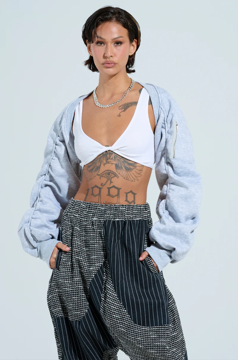 NEW ME RUCHED BOLERO IN GREY - Image 2
