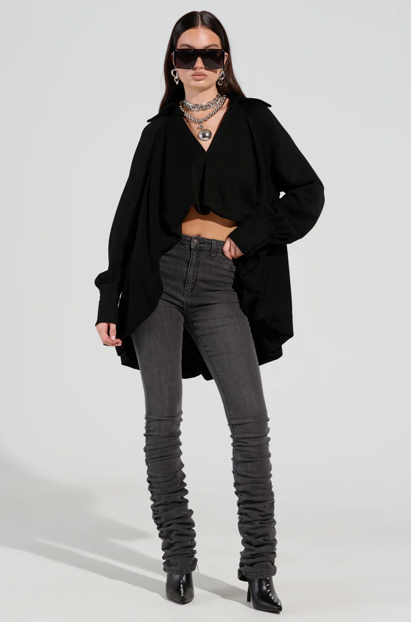 NEW RULES HIGH LOW HEM BLOUSE IN BLACK - Image 6