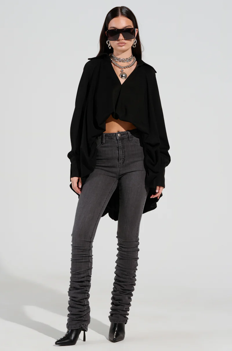 NEW RULES HIGH LOW HEM BLOUSE IN BLACK - Image 7