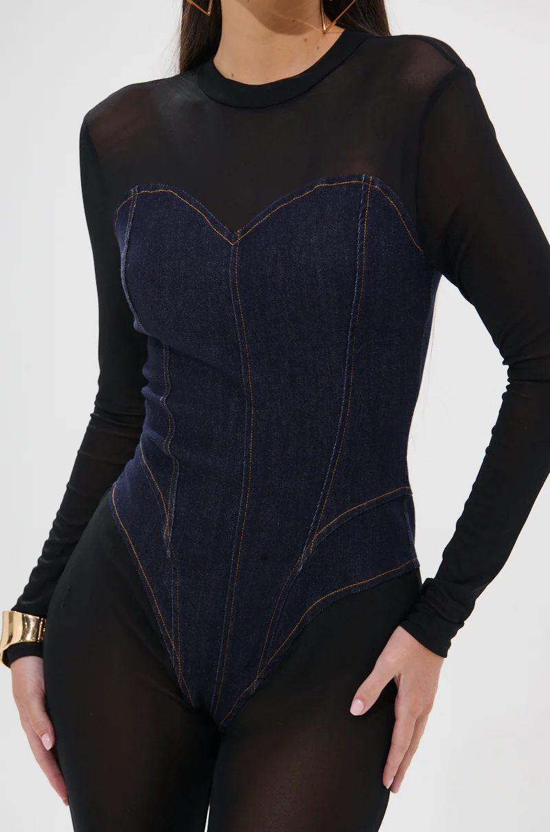 NEW YEAR SAME ME MESH DENIM JUMPSUIT - Image 6