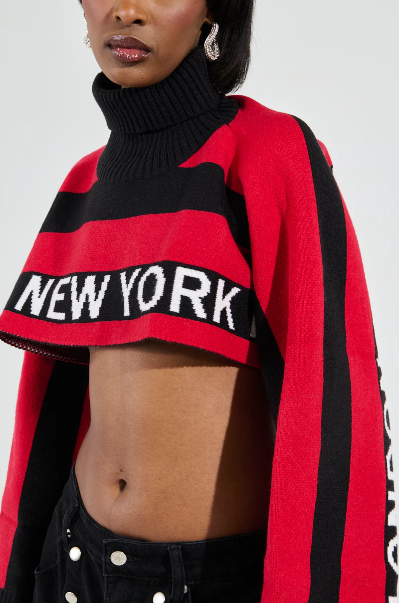 NEW YORK ULTRA CROP SWEATER IN RED MULTI - Image 6