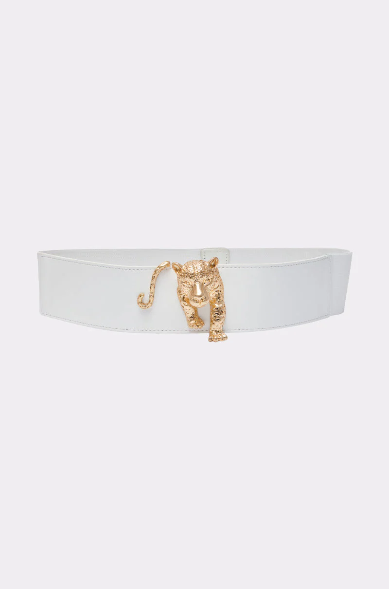 NO BOUNDARIES PU STRETCH BELT IN WHITE - Image 4