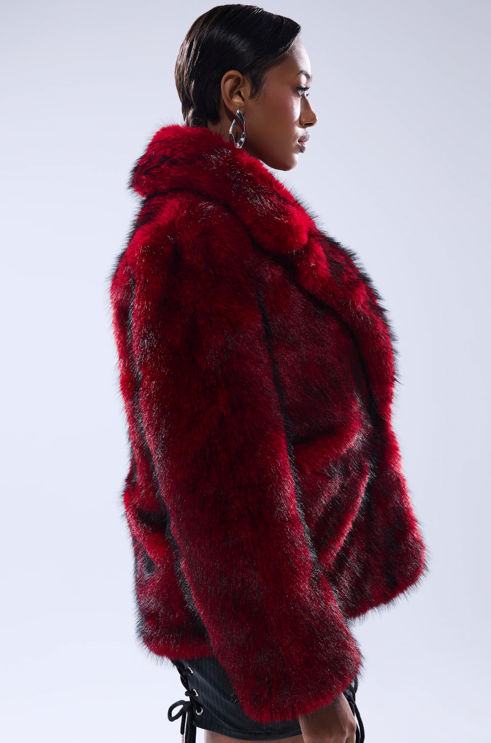 NO LOOKING BACK FAUX FUR IN RED MULTI - Image 4