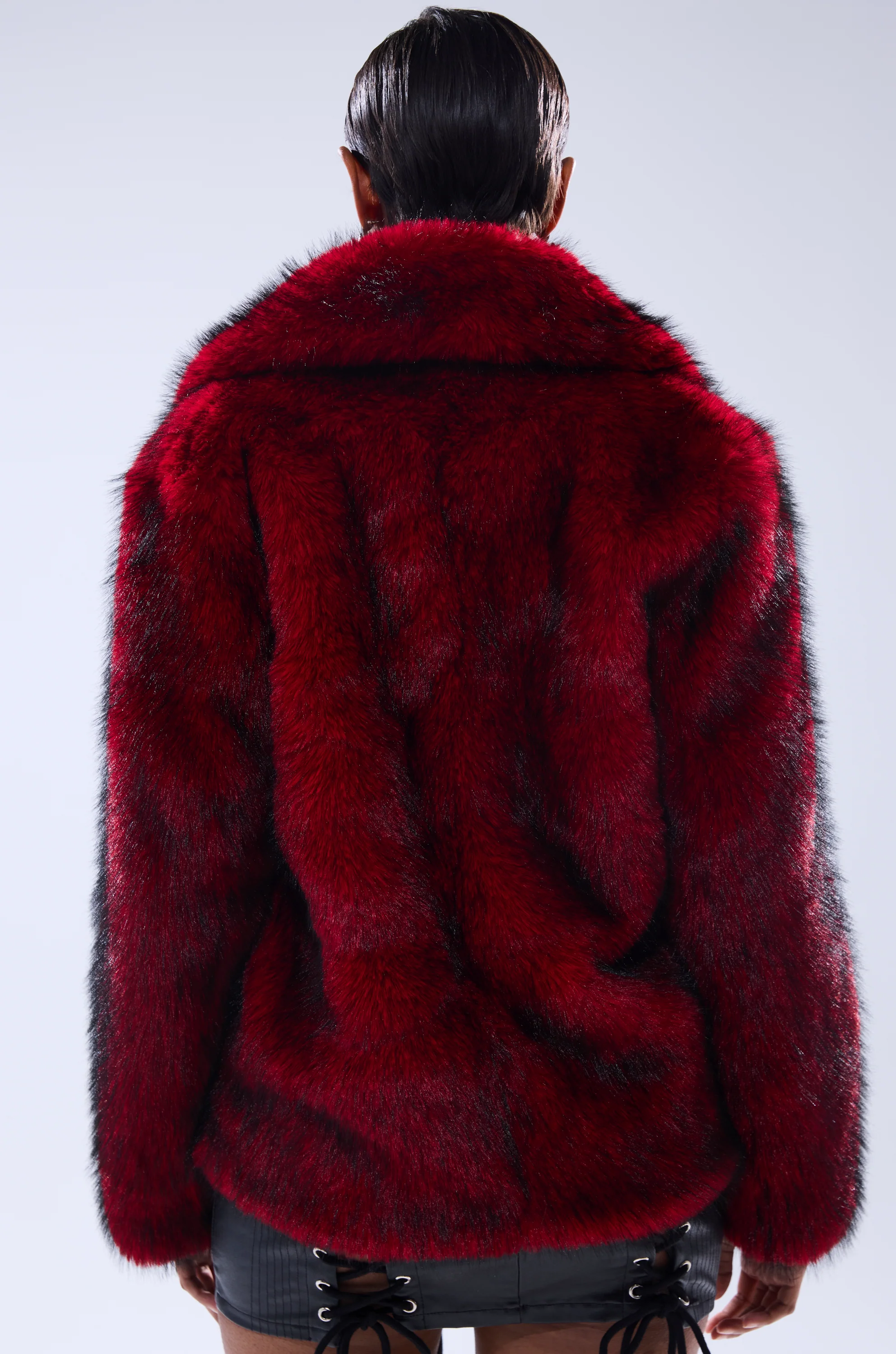 NO LOOKING BACK FAUX FUR IN RED MULTI - Image 5