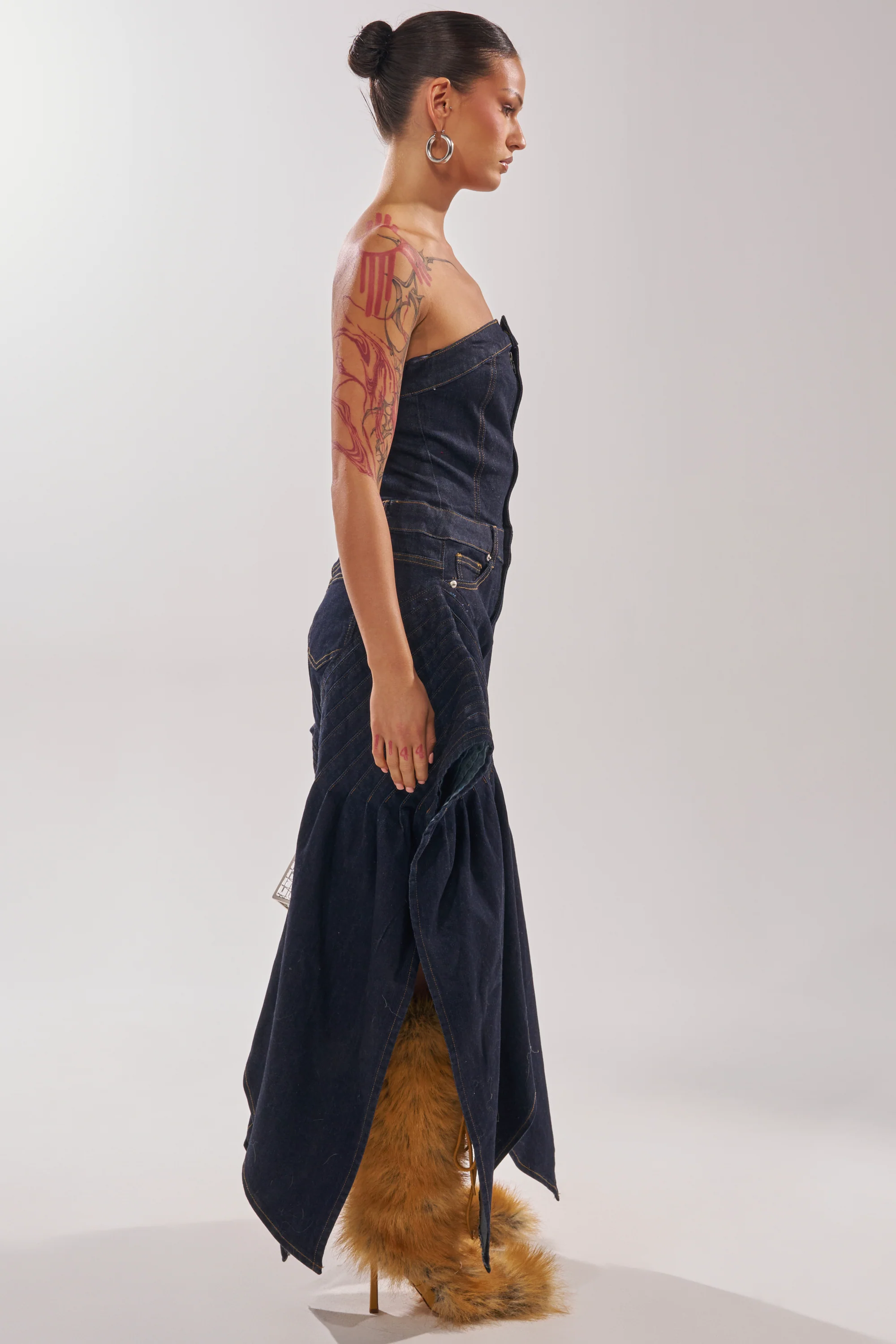 NO ONE LIKE ME DENIM ROMPER IN DARK BLUE DENIM - Image 5
