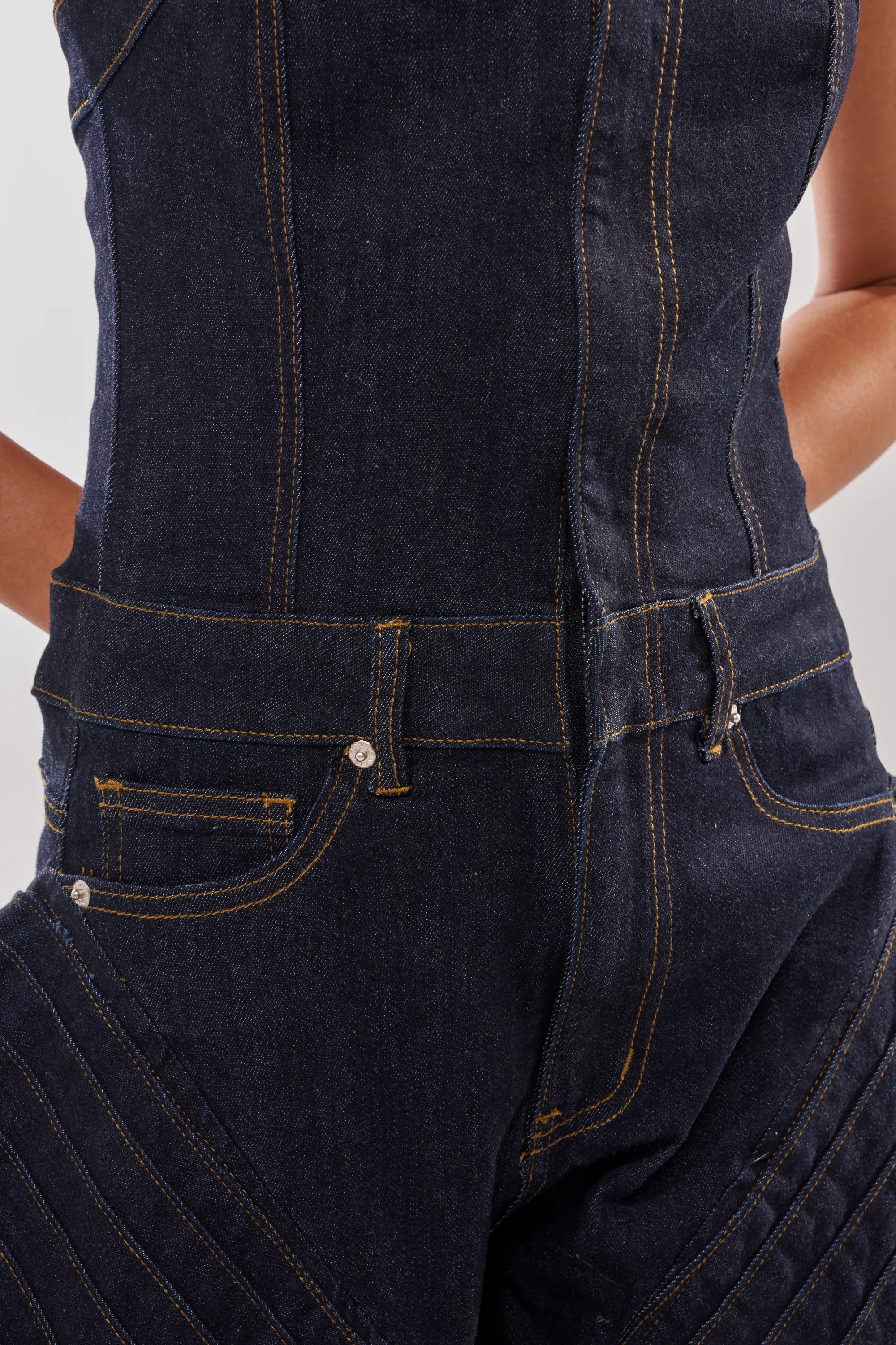 NO ONE LIKE ME DENIM ROMPER IN DARK BLUE DENIM - Image 7