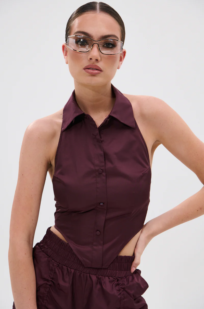 NO TIME FOR GAMES CROPPED HALTER TOP