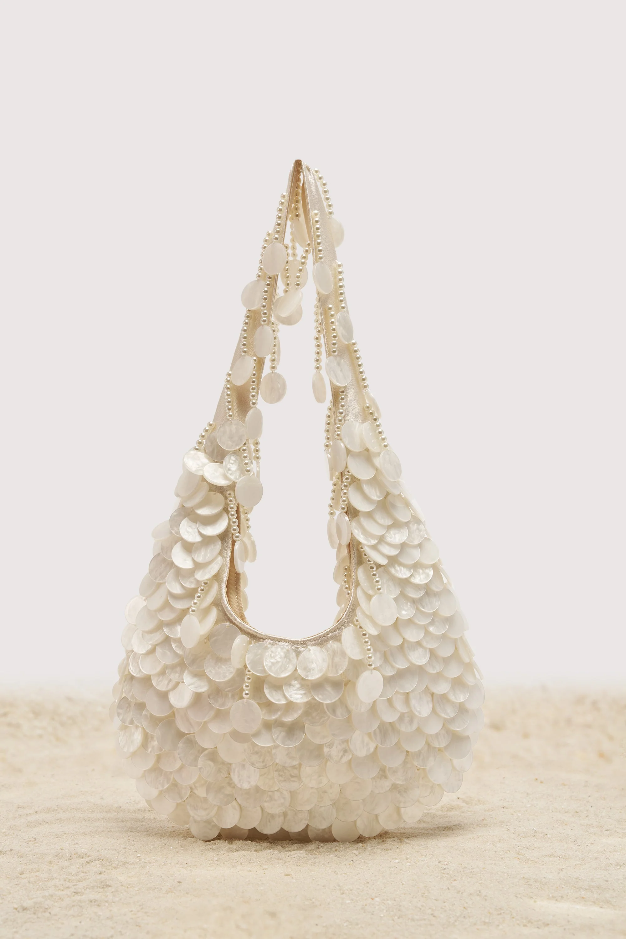 NO WORDS BEADED BAG IN WHITE