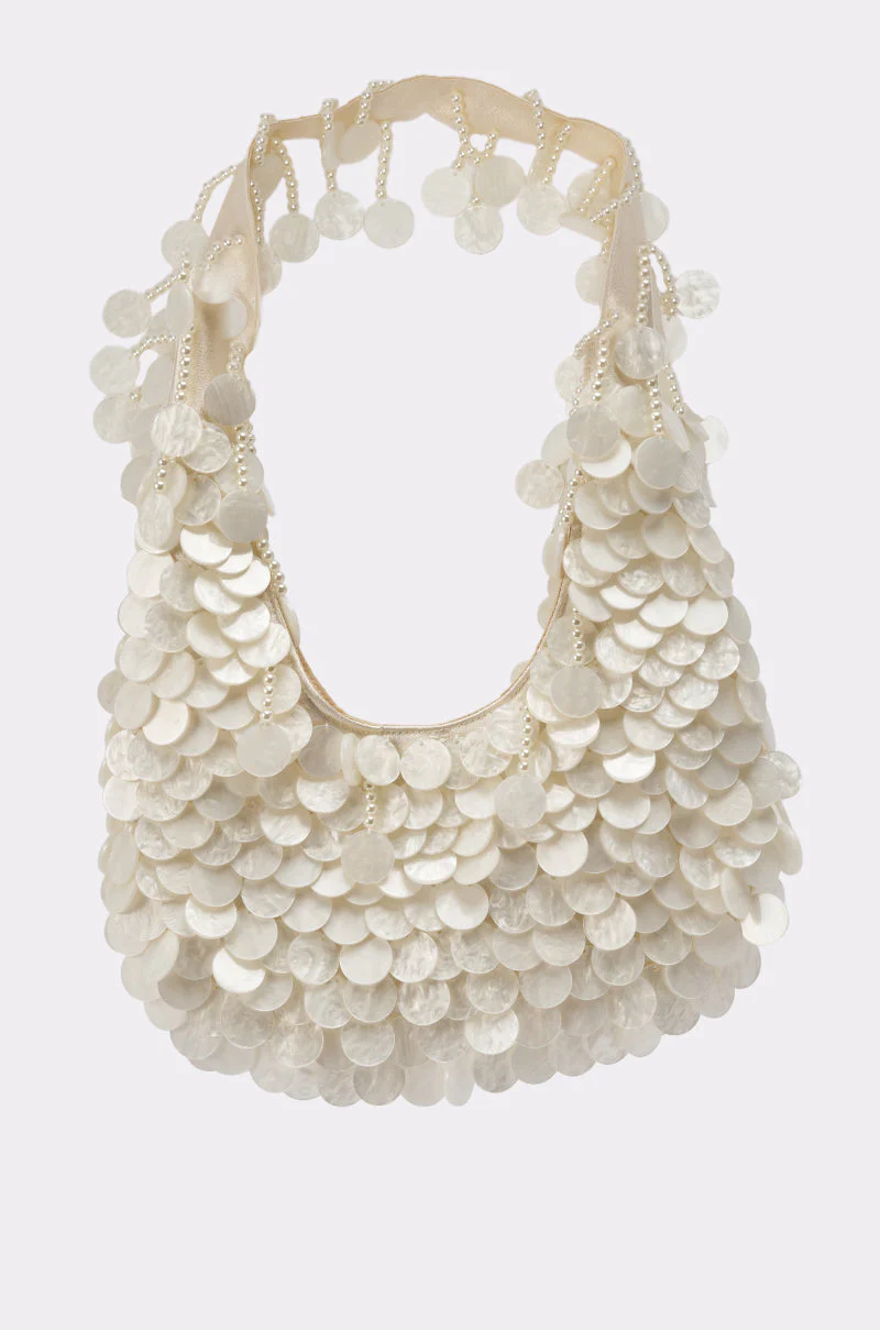 NO WORDS BEADED BAG IN WHITE - Image 2