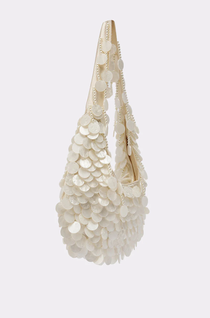 NO WORDS BEADED BAG IN WHITE - Image 4