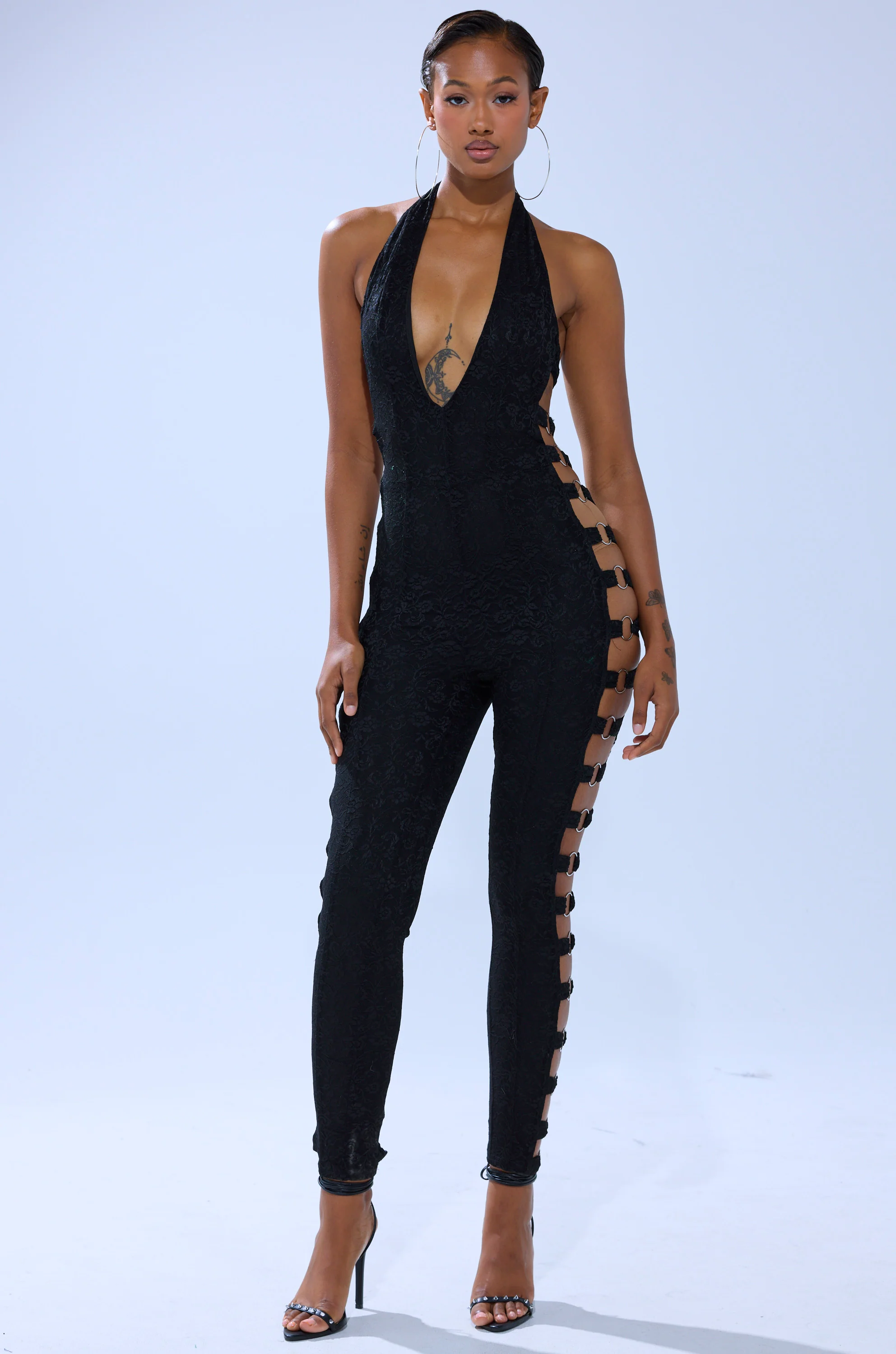 NOT FOR EVERYONE CUTOUT LACE JUMPSUIT - Image 2