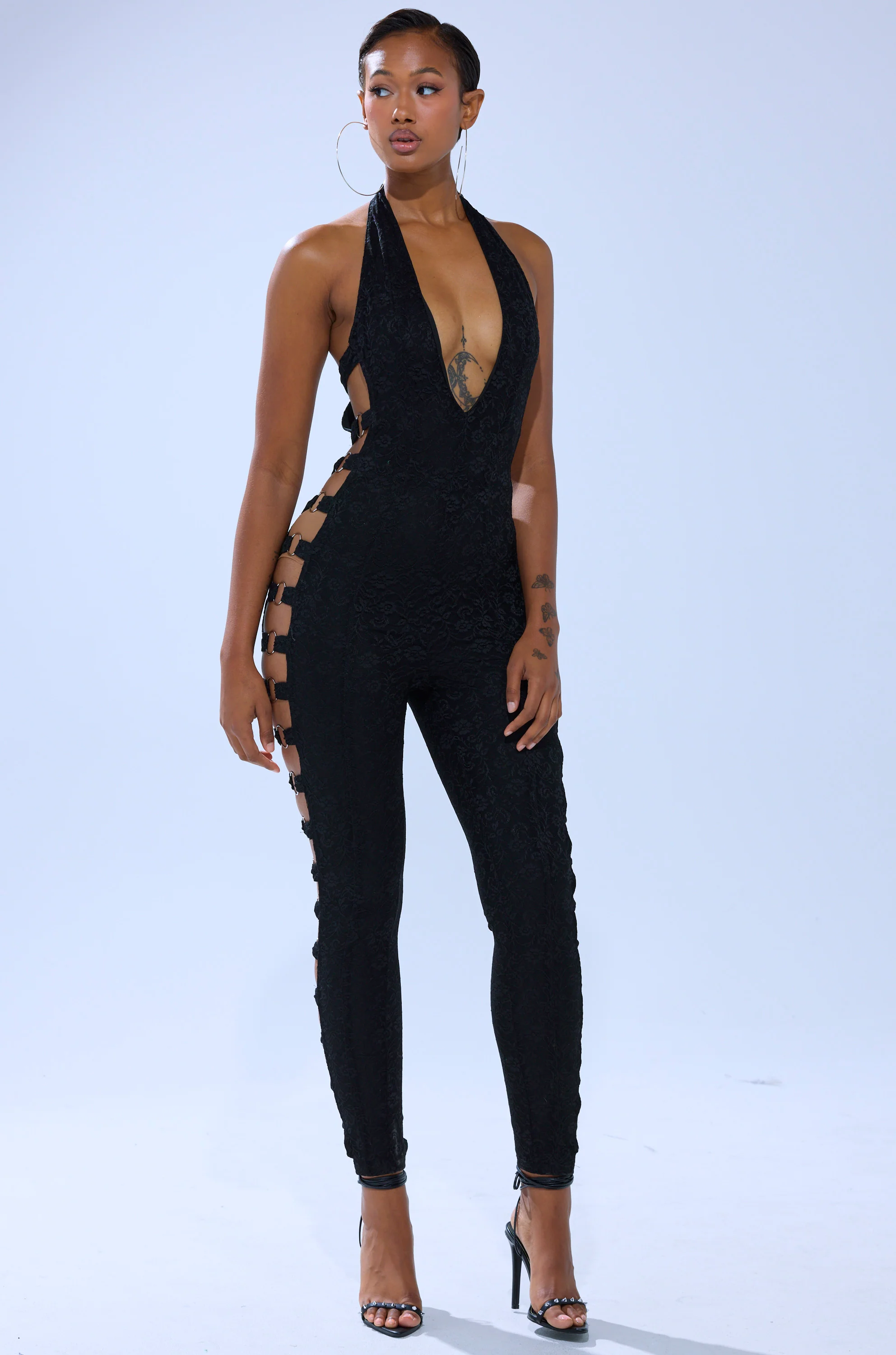NOT FOR EVERYONE CUTOUT LACE JUMPSUIT - Image 3