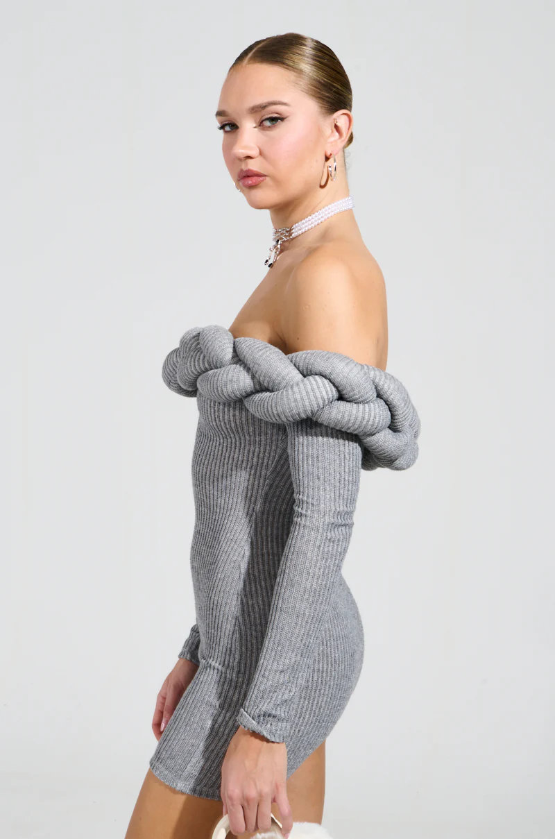 NOT IN THE MOOD KNIT BRAIDED MINI DRESS - Image 4
