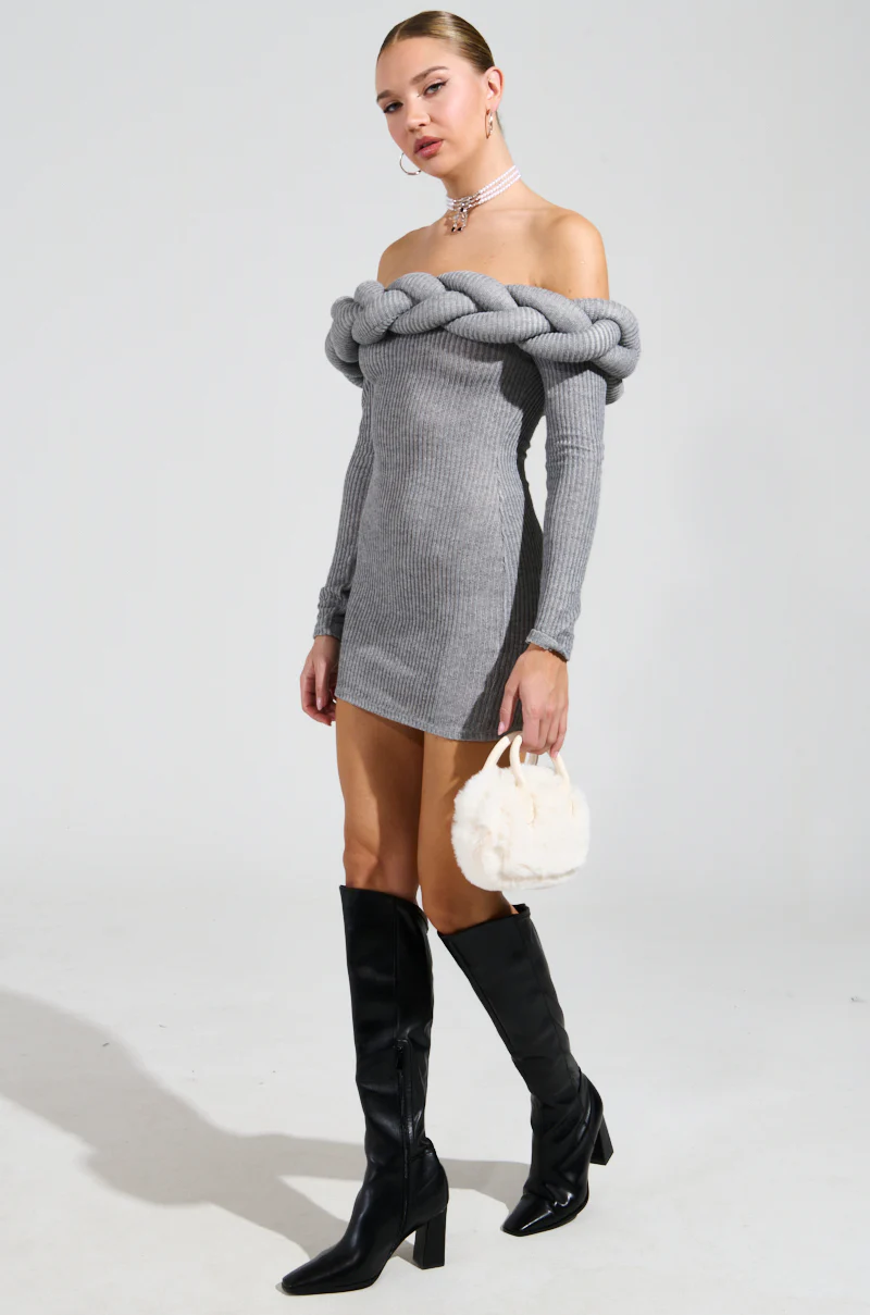 NOT IN THE MOOD KNIT BRAIDED MINI DRESS - Image 6
