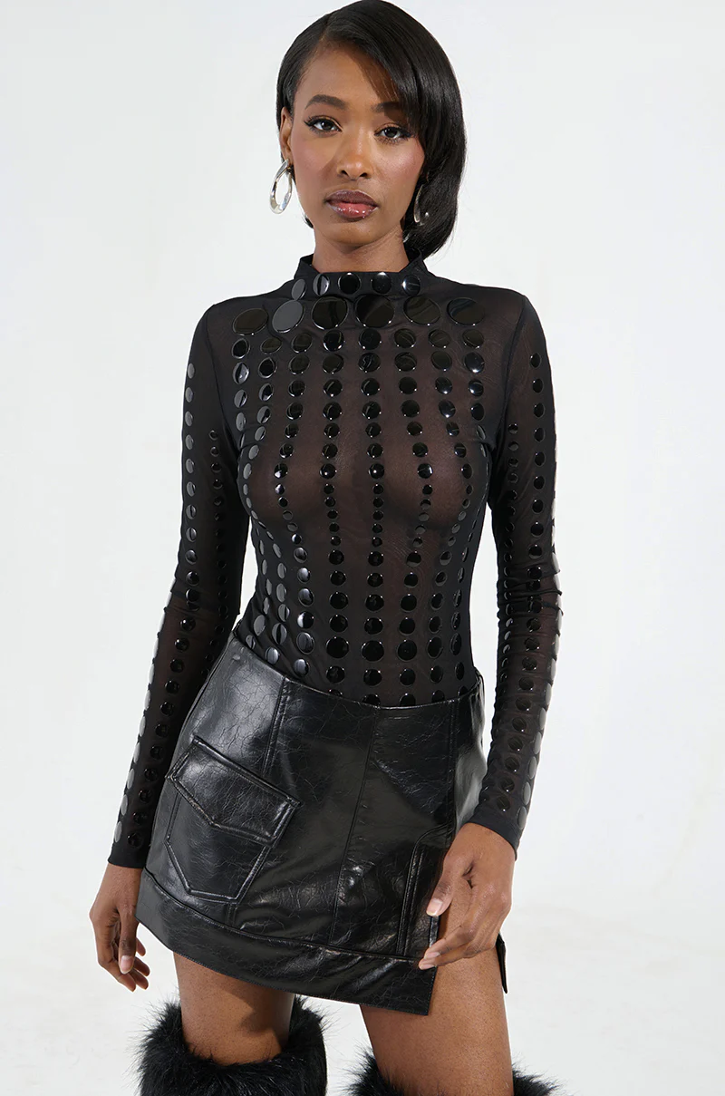 NOT MY FAULT LONG SLEEVE MESH BODYSUIT - Image 3
