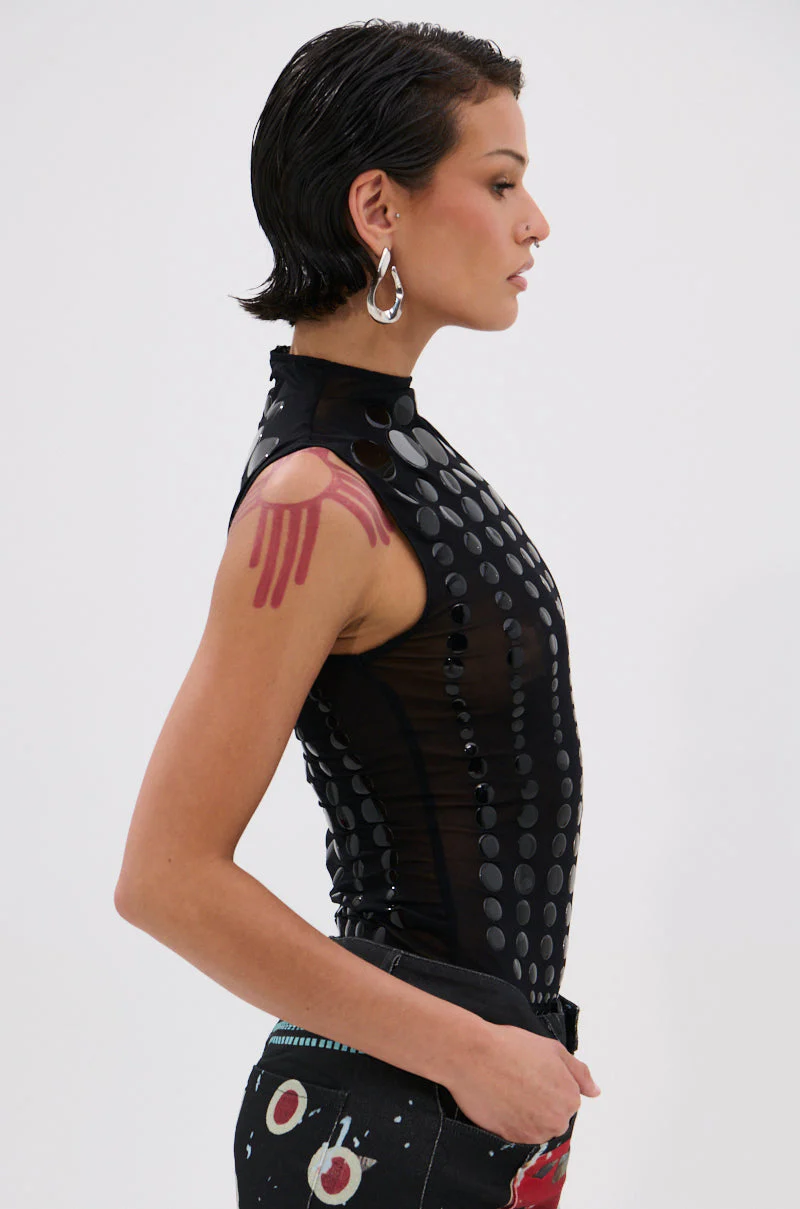 NOT MY FAULT SLEEVELESS BODYSUIT IN BLACK - Image 2