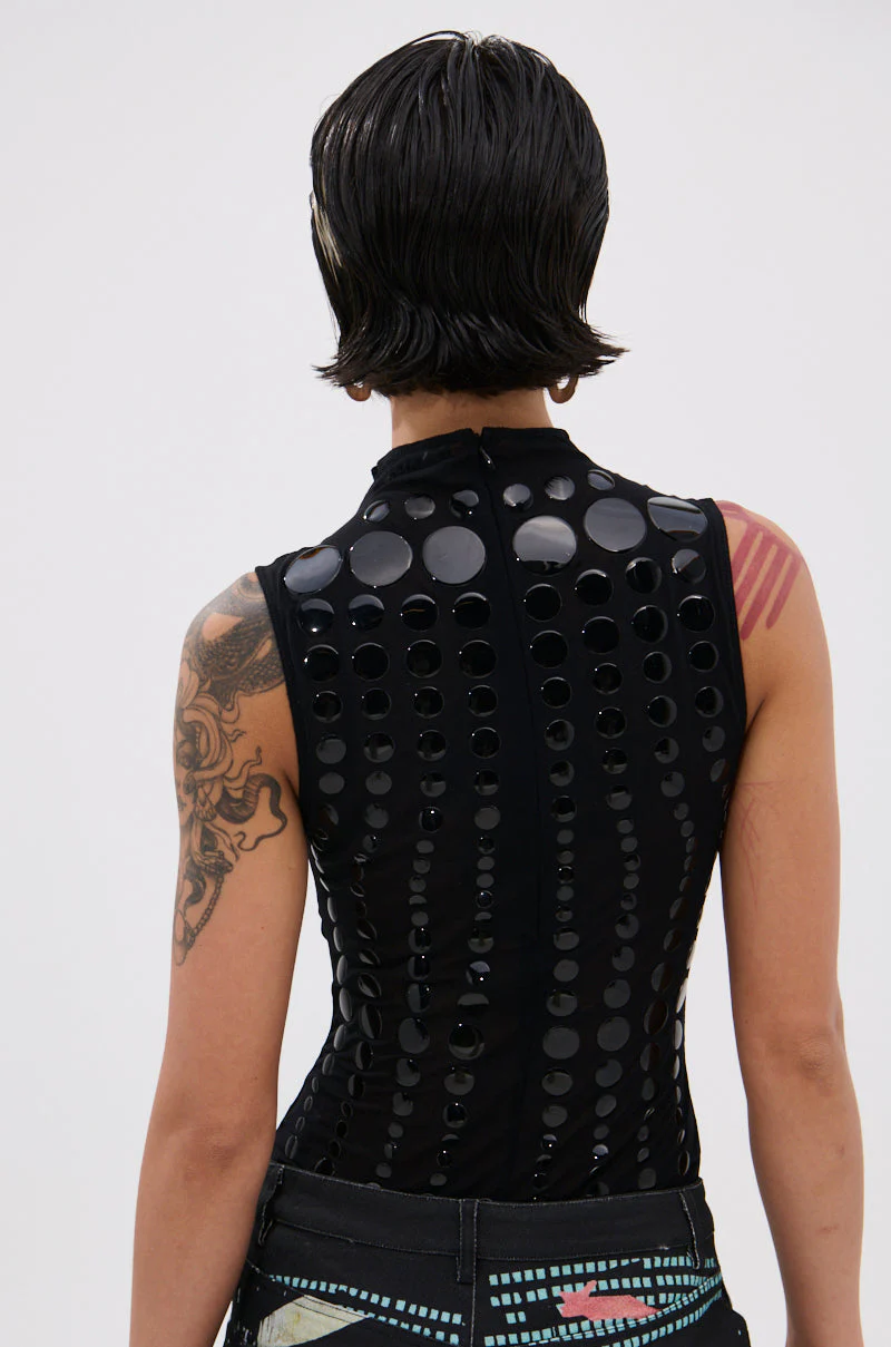 NOT MY FAULT SLEEVELESS BODYSUIT IN BLACK - Image 3