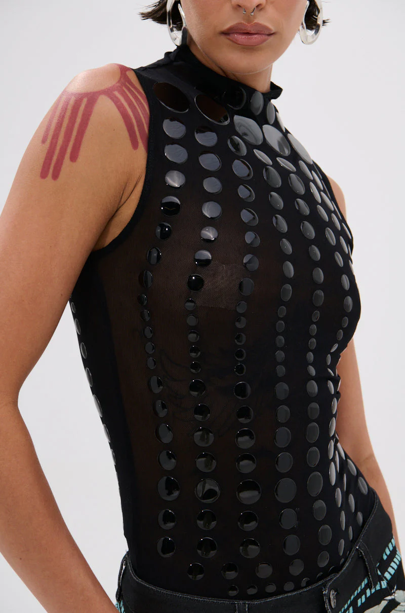 NOT MY FAULT SLEEVELESS BODYSUIT IN BLACK - Image 6