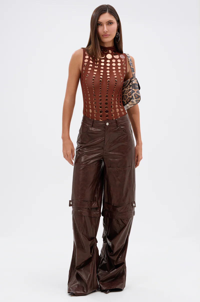 NOT MY FAULT SLEEVELESS BODYSUIT IN BROWN - Image 7