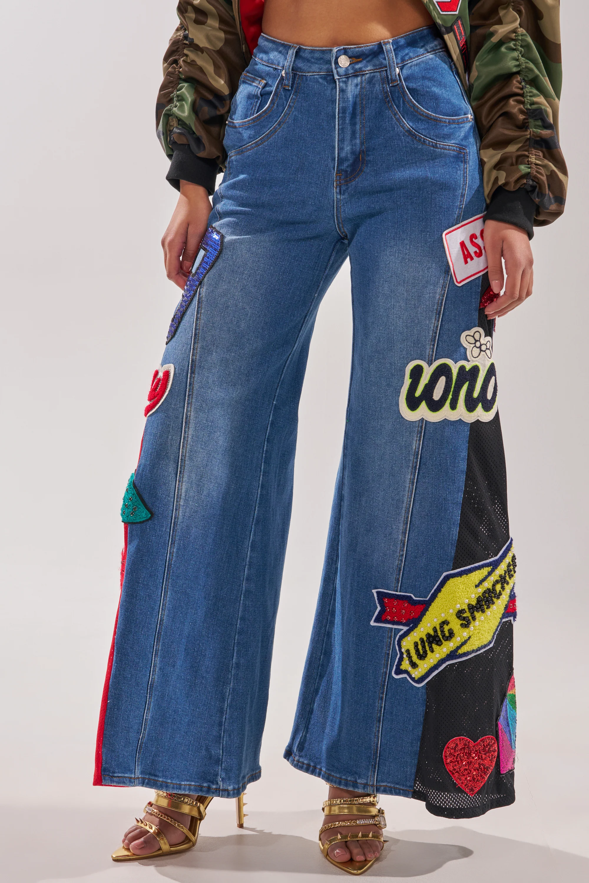 NOT SORRY PATCHWORK DENIM JEANS