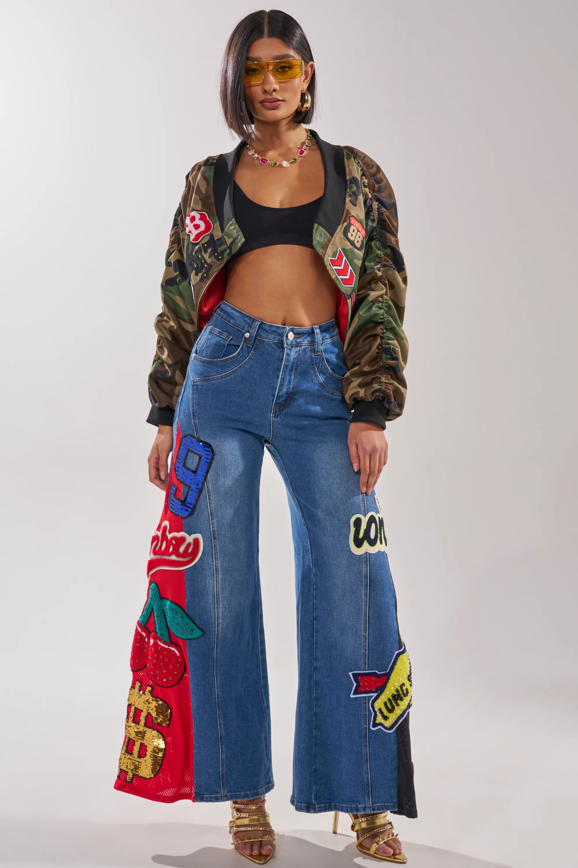 NOT SORRY PATCHWORK DENIM JEANS - Image 8