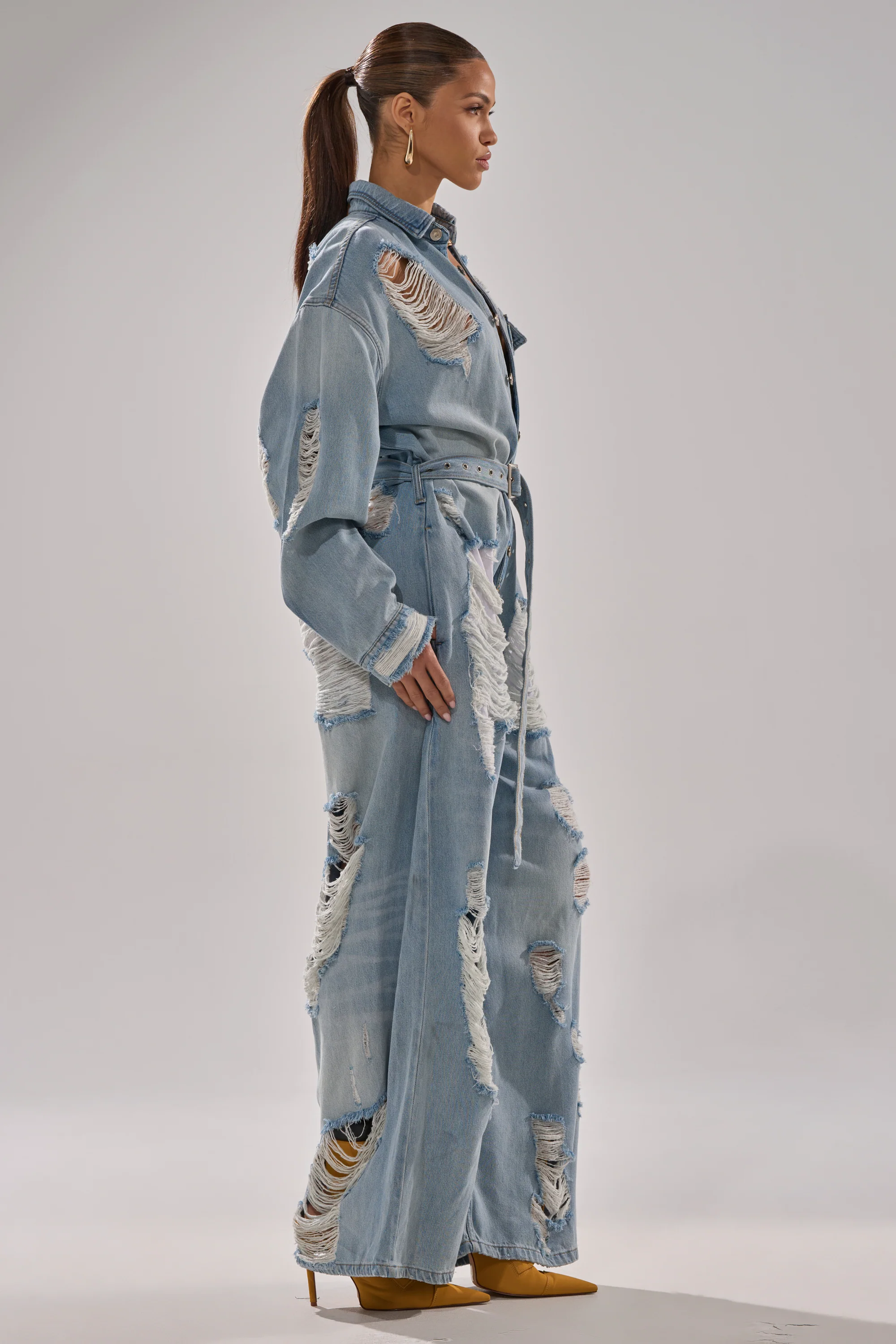 NOT TODAY EXTREME OVERSIZED DISTRESSED DENIM JUMPSUIT - Image 6