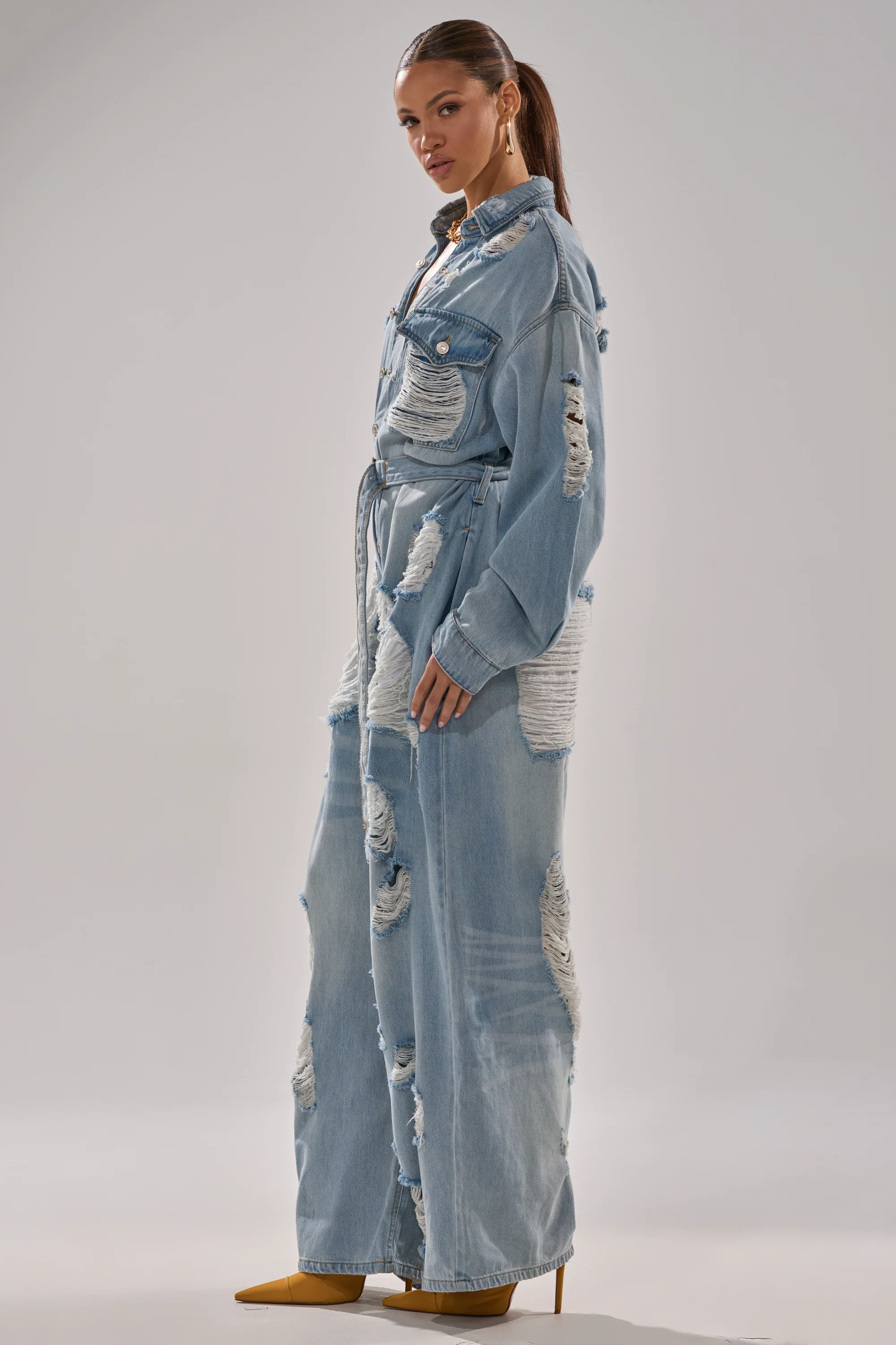 NOT TODAY EXTREME OVERSIZED DISTRESSED DENIM JUMPSUIT - Image 7
