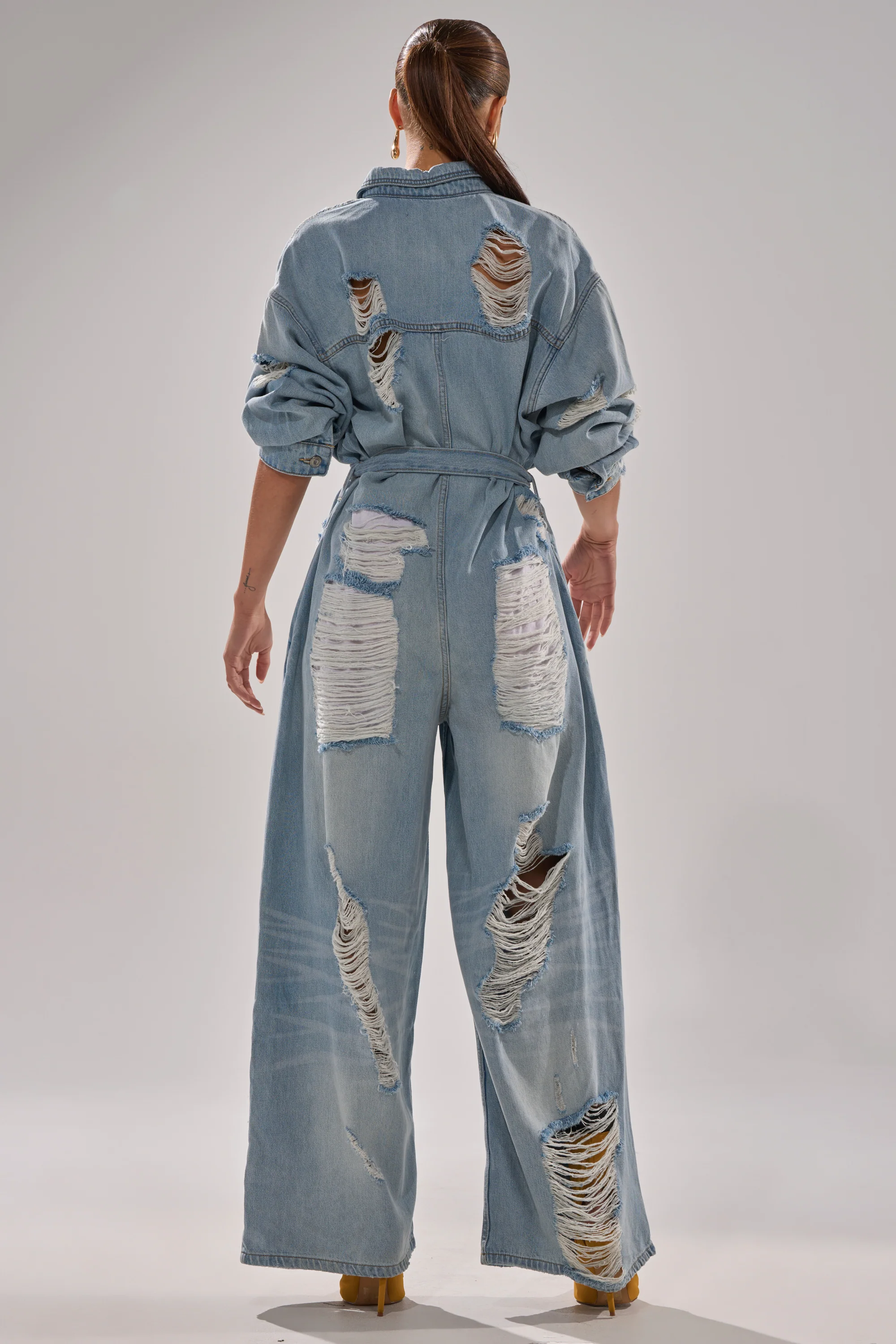 NOT TODAY EXTREME OVERSIZED DISTRESSED DENIM JUMPSUIT - Image 8