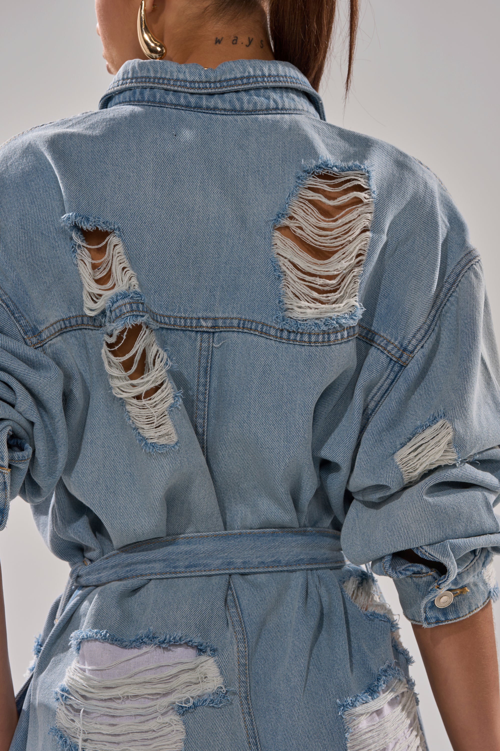 NOT TODAY EXTREME OVERSIZED DISTRESSED DENIM JUMPSUIT - Image 9