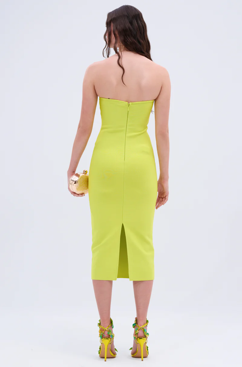 NOT TOO SIMPLE BANDAGE MIDI DRESS IN CHARTREUSE - Image 4