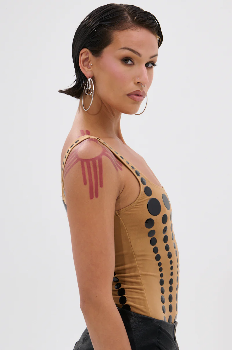 NOT WHAT YOU THOUGHT POLKA DOT MESH BODYSUIT - Image 3