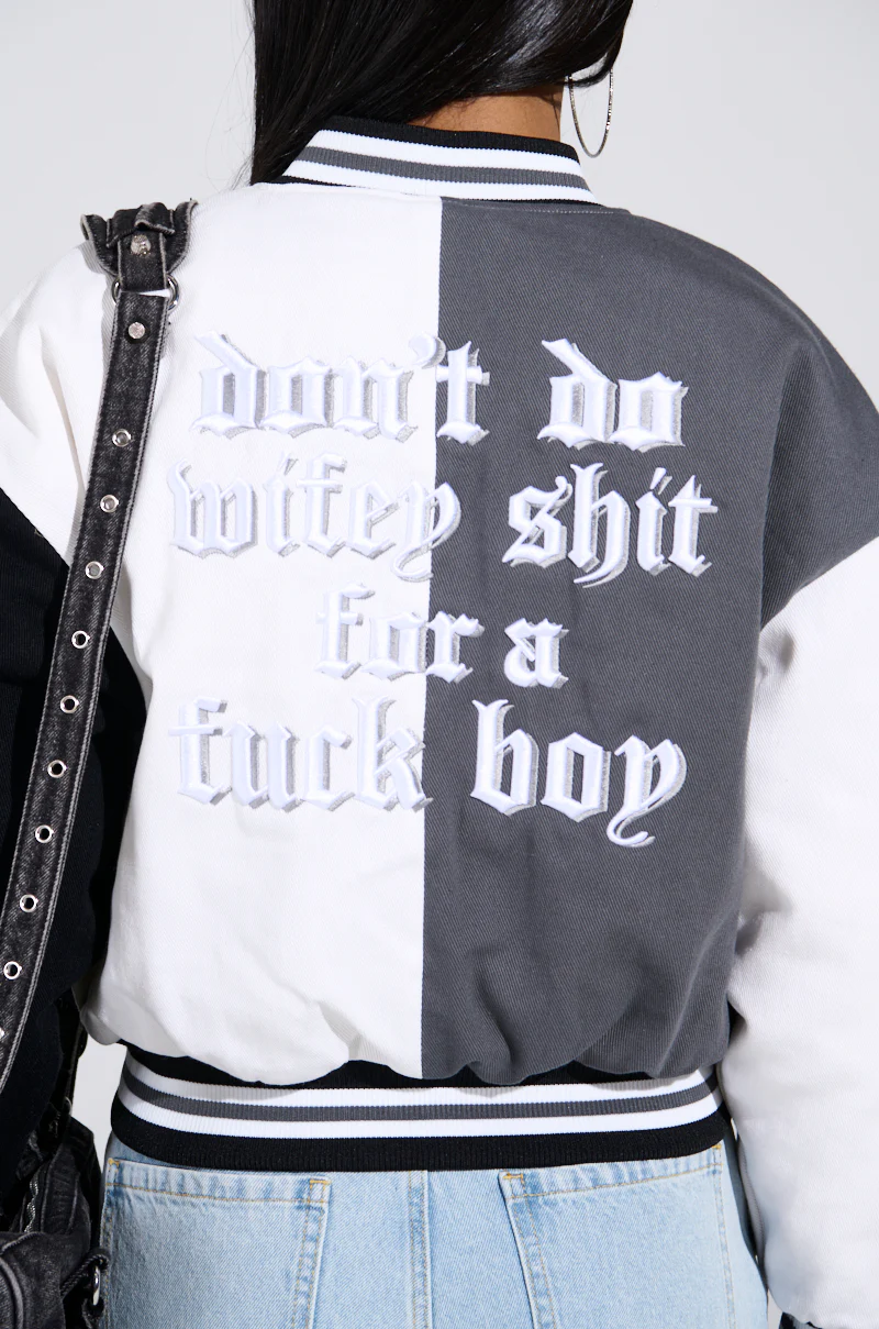 NOT YOUR BABE EMBROIDERED BOMBER - Image 11