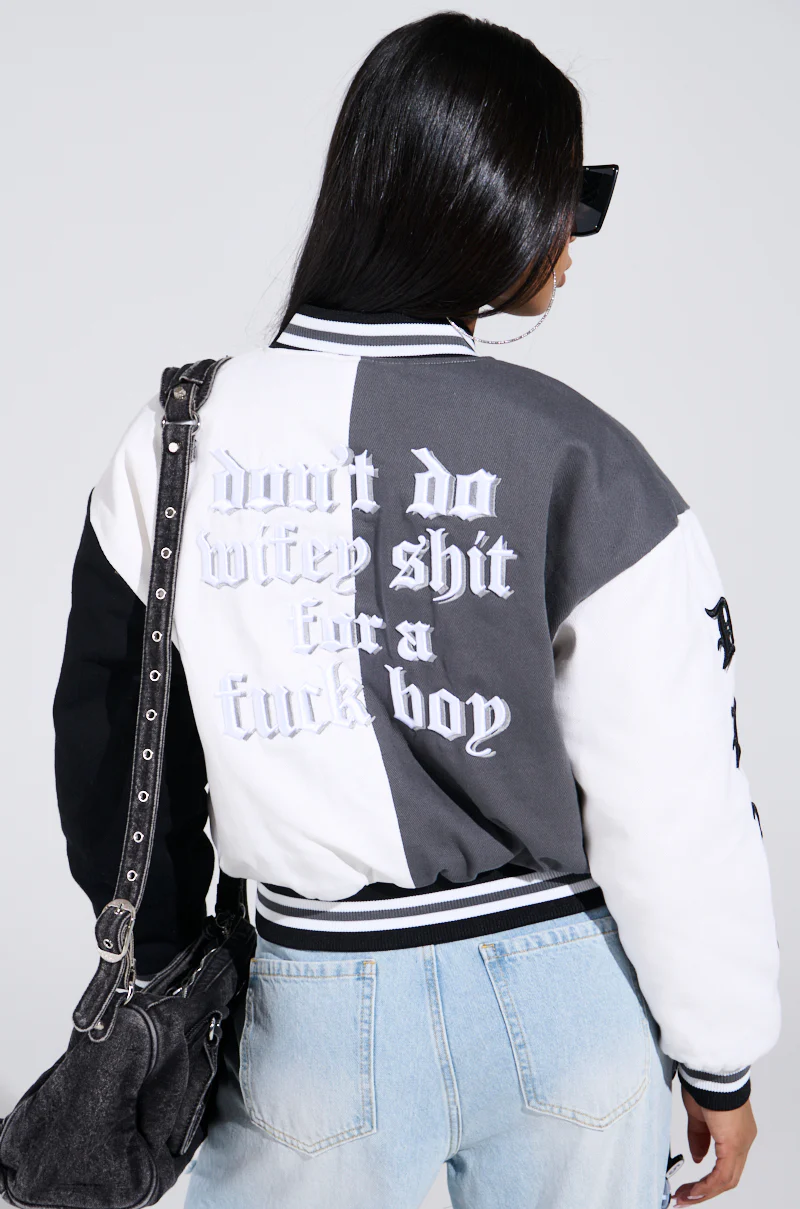 NOT YOUR BABE EMBROIDERED BOMBER - Image 3