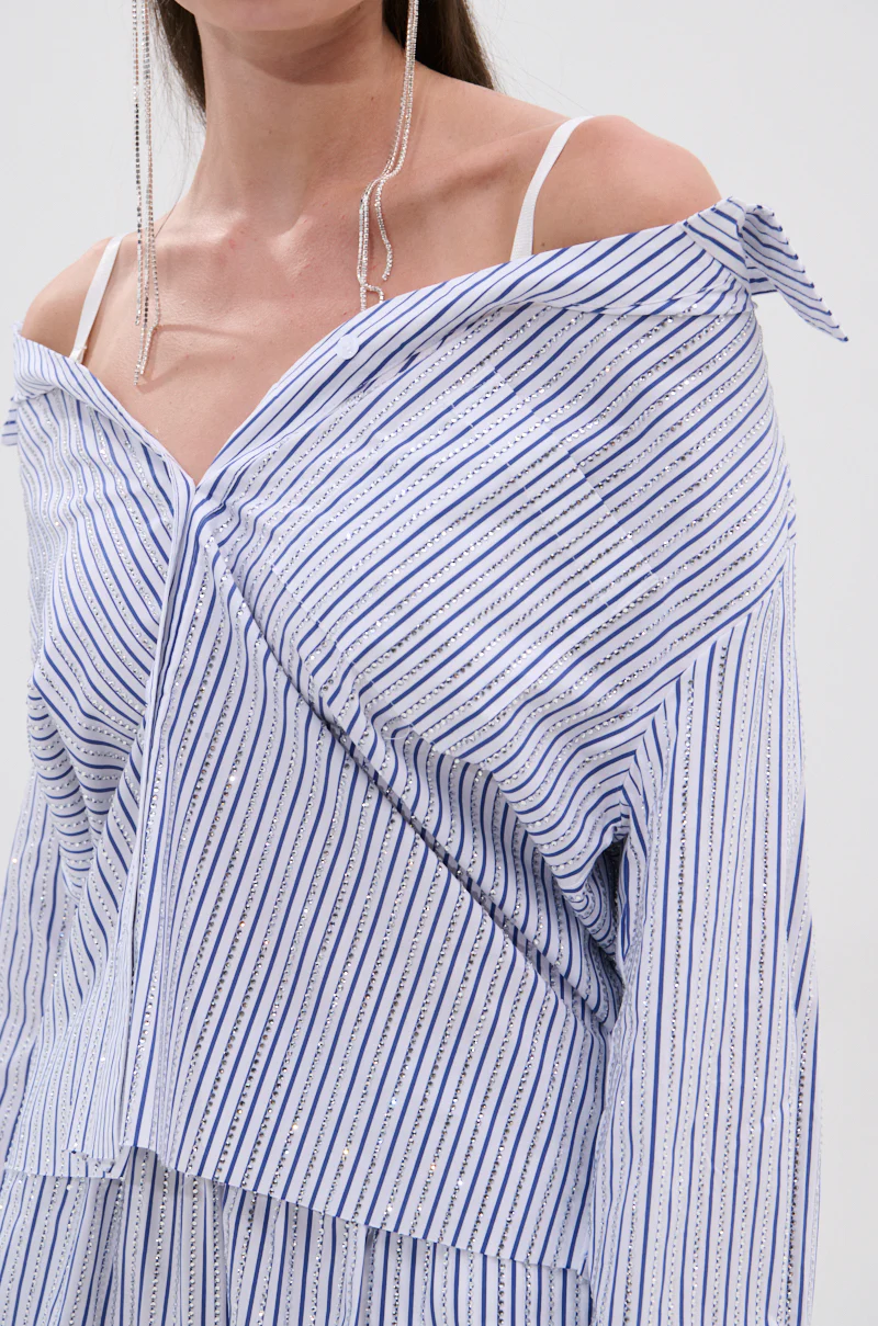 NOTHING BETTER STRIPE BUTTON DOWN WITH RHINESTONE - Image 10