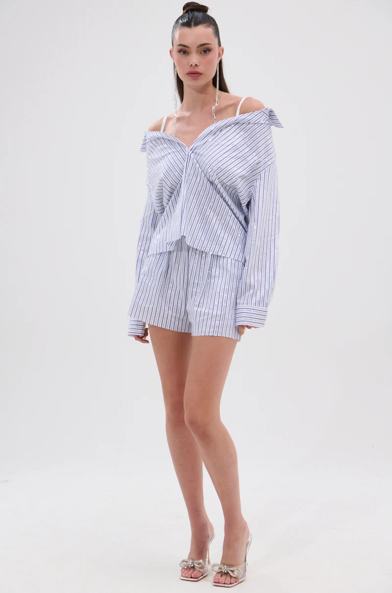 NOTHING BETTER STRIPE BUTTON DOWN WITH RHINESTONE - Image 7