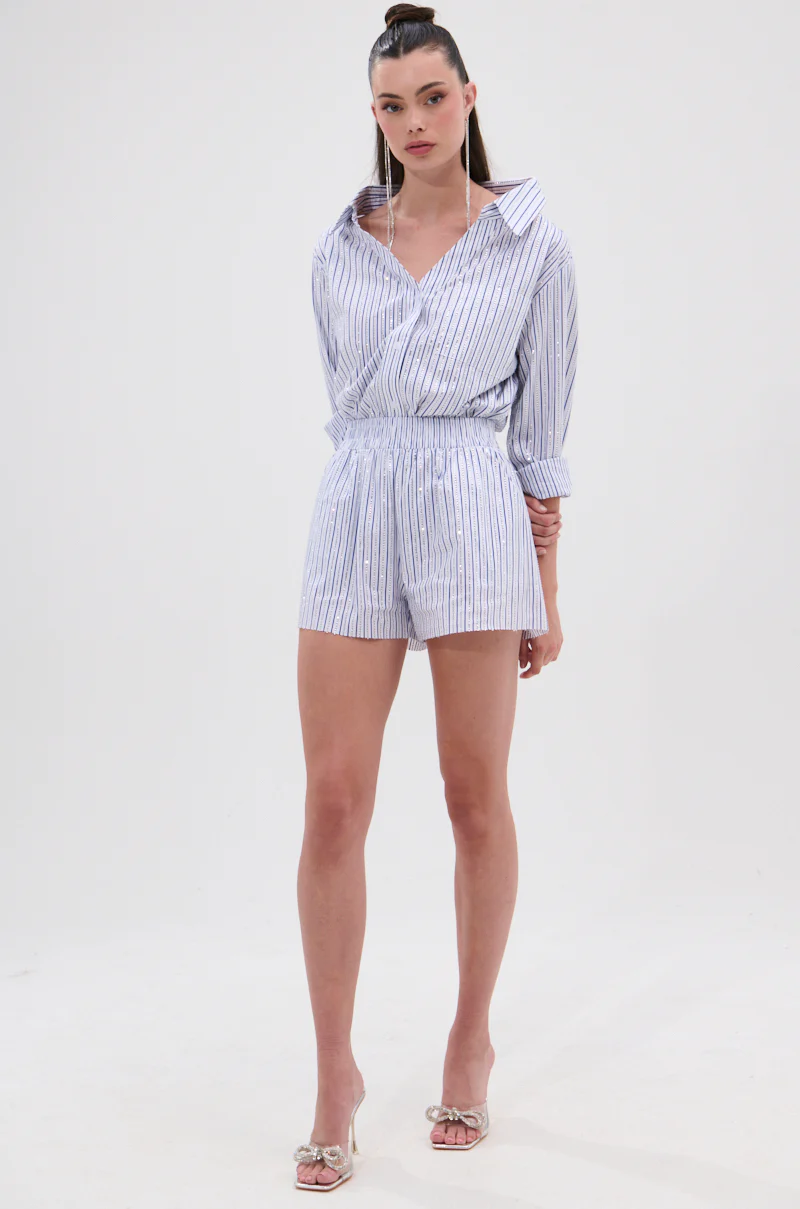 NOTHING BETTER STRIPE BUTTON DOWN WITH RHINESTONE - Image 9