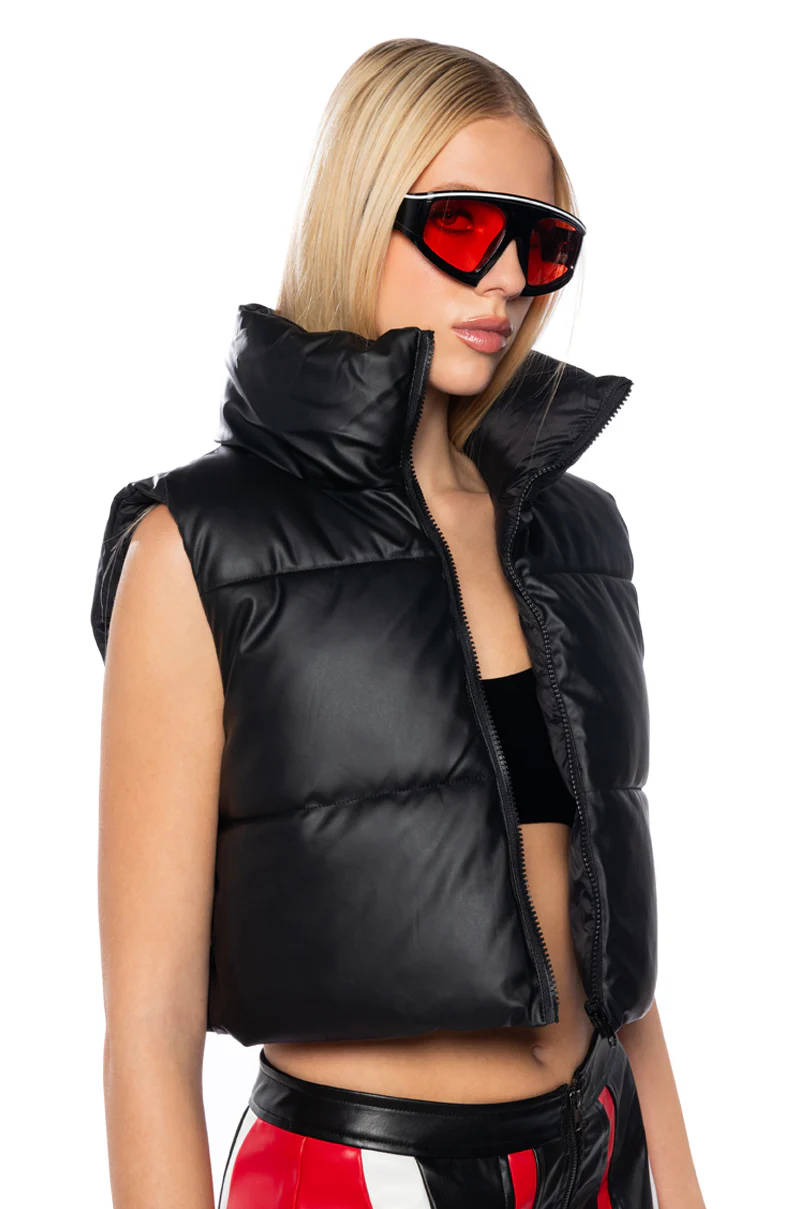 NYLON AND PU REVERSIBLE PUFFER VEST - Image 2