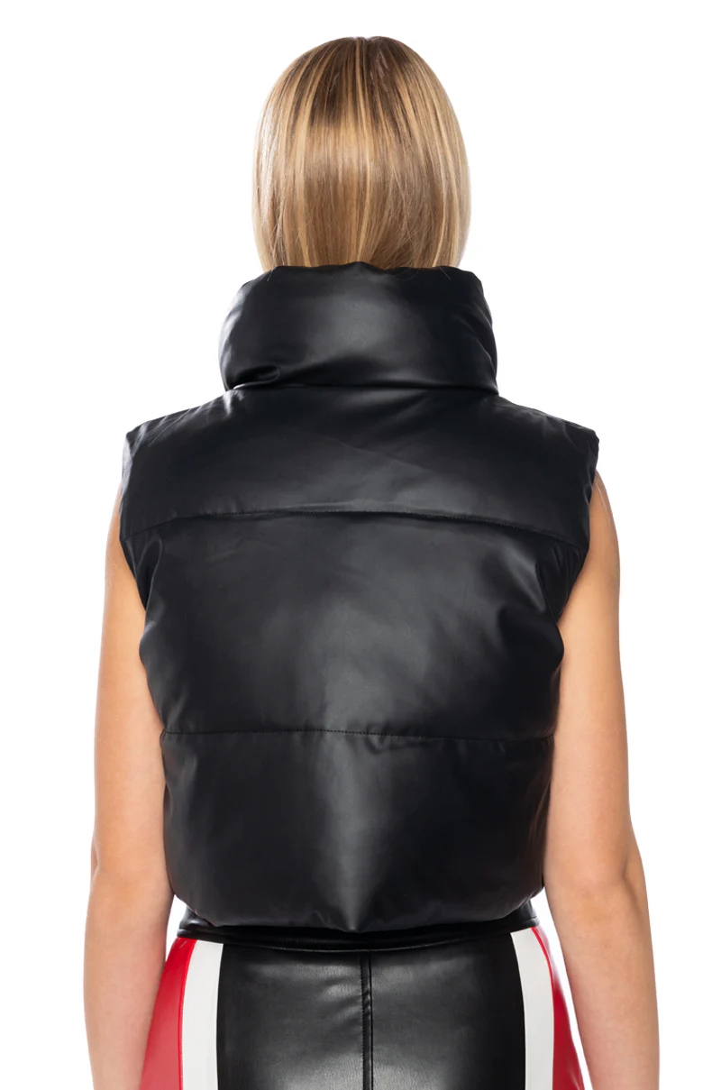 NYLON AND PU REVERSIBLE PUFFER VEST - Image 5