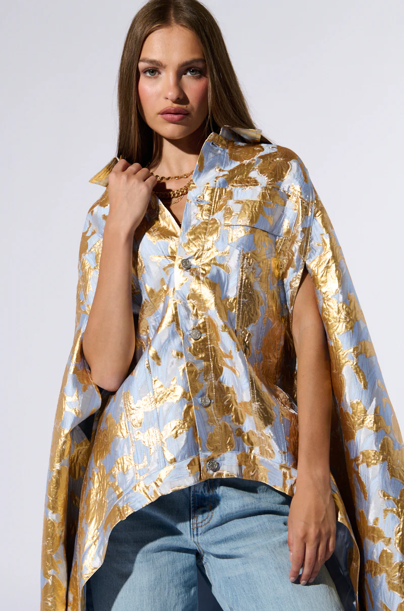 OASIS HIGH LOW BROCADE CAPE - Image 3
