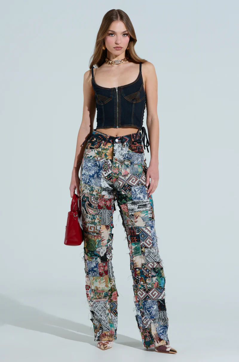 ODESSA RELAXED FIT PATCHWORK PANTS - Image 2