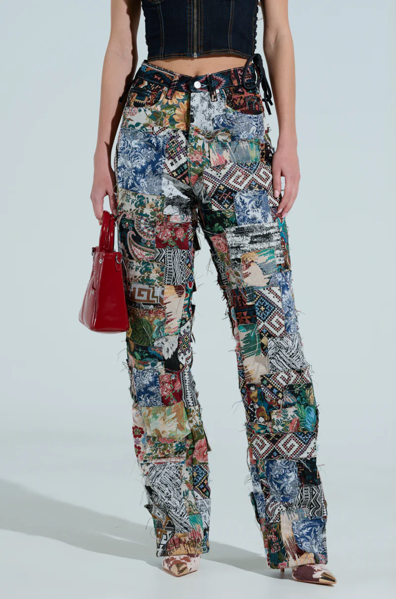 ODESSA RELAXED FIT PATCHWORK PANTS - Image 3