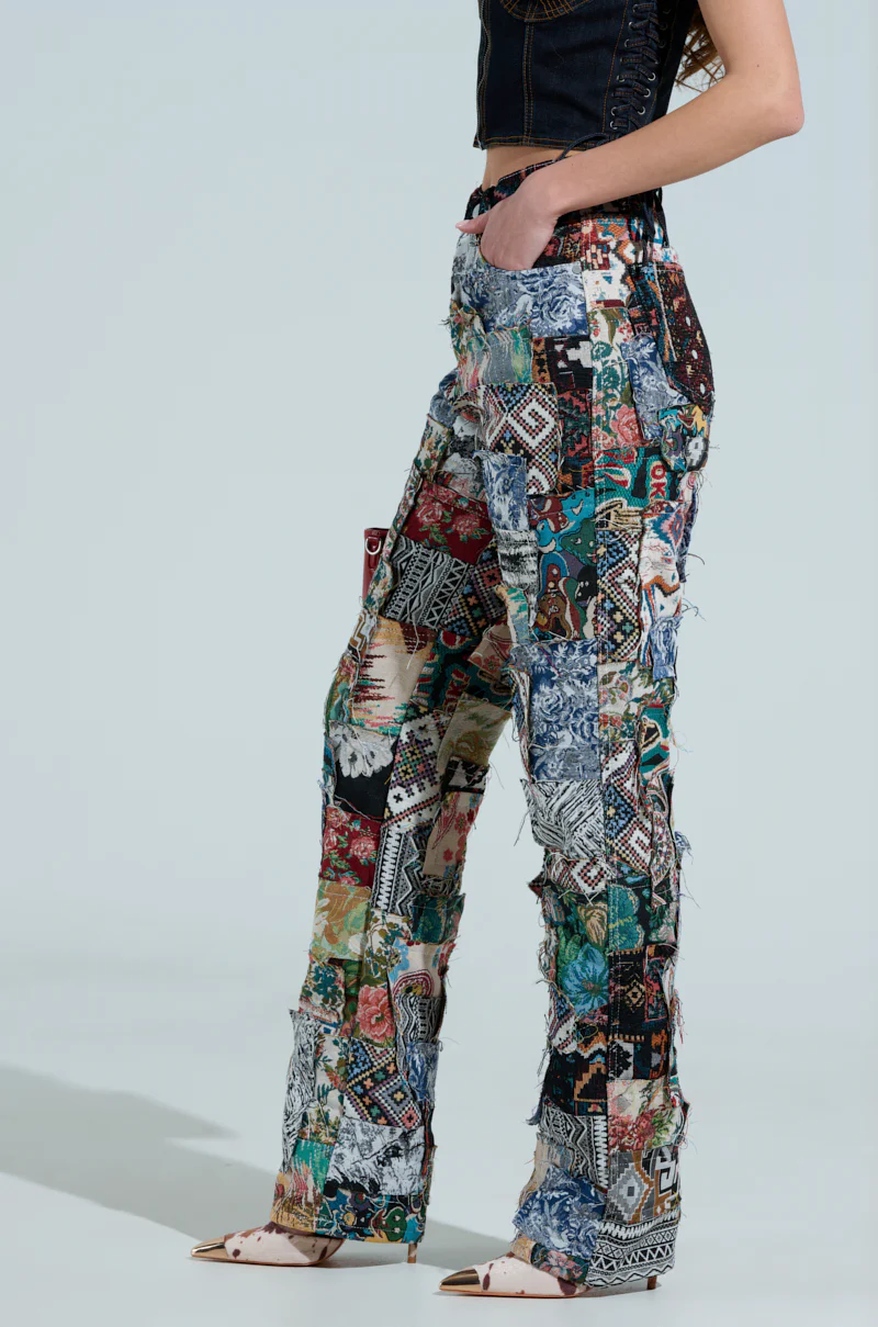 ODESSA RELAXED FIT PATCHWORK PANTS - Image 4