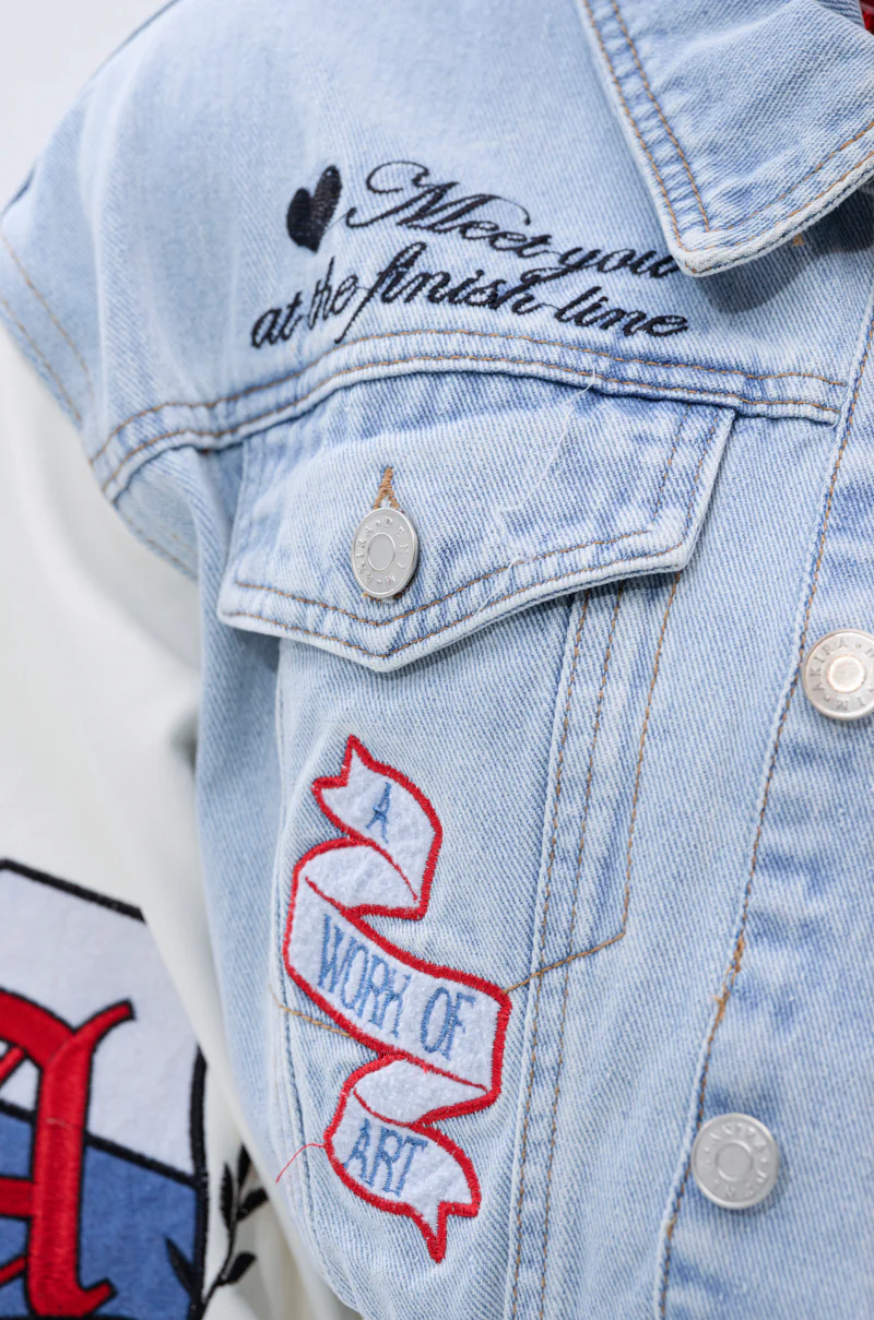 OFF CAMPUS DENIM CROP BOMBER - Image 9