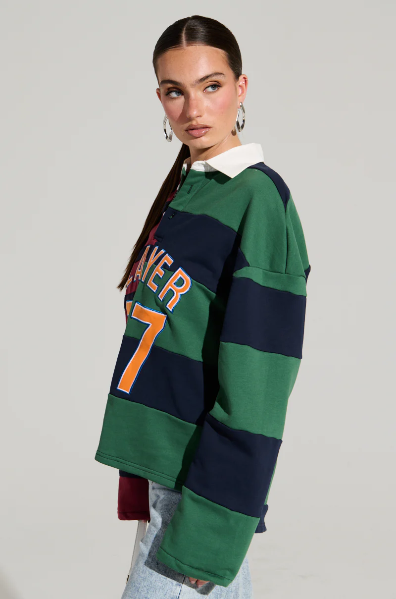 OFF THE FIELD LONG SLEEVE STRIPED RUGBY TEE - Image 3