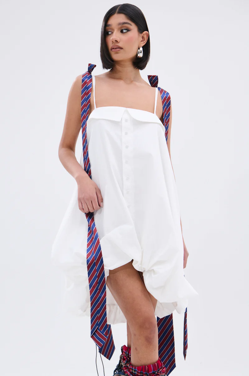 OFFICE SIREN POPLIN MINI DRESS - Image 8