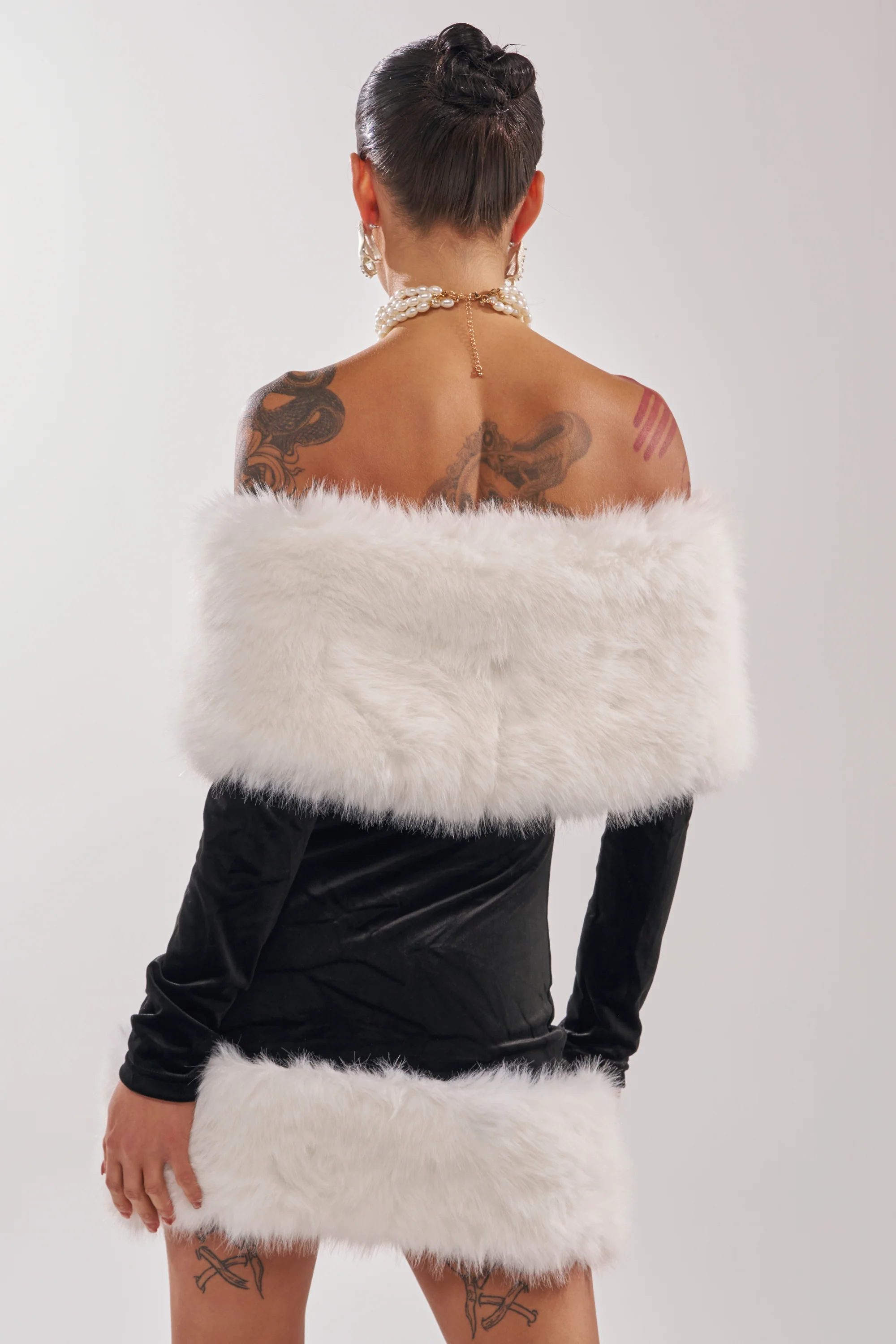OH BABY VELVET MINI DRESS WITH FUR TRIM - Image 8