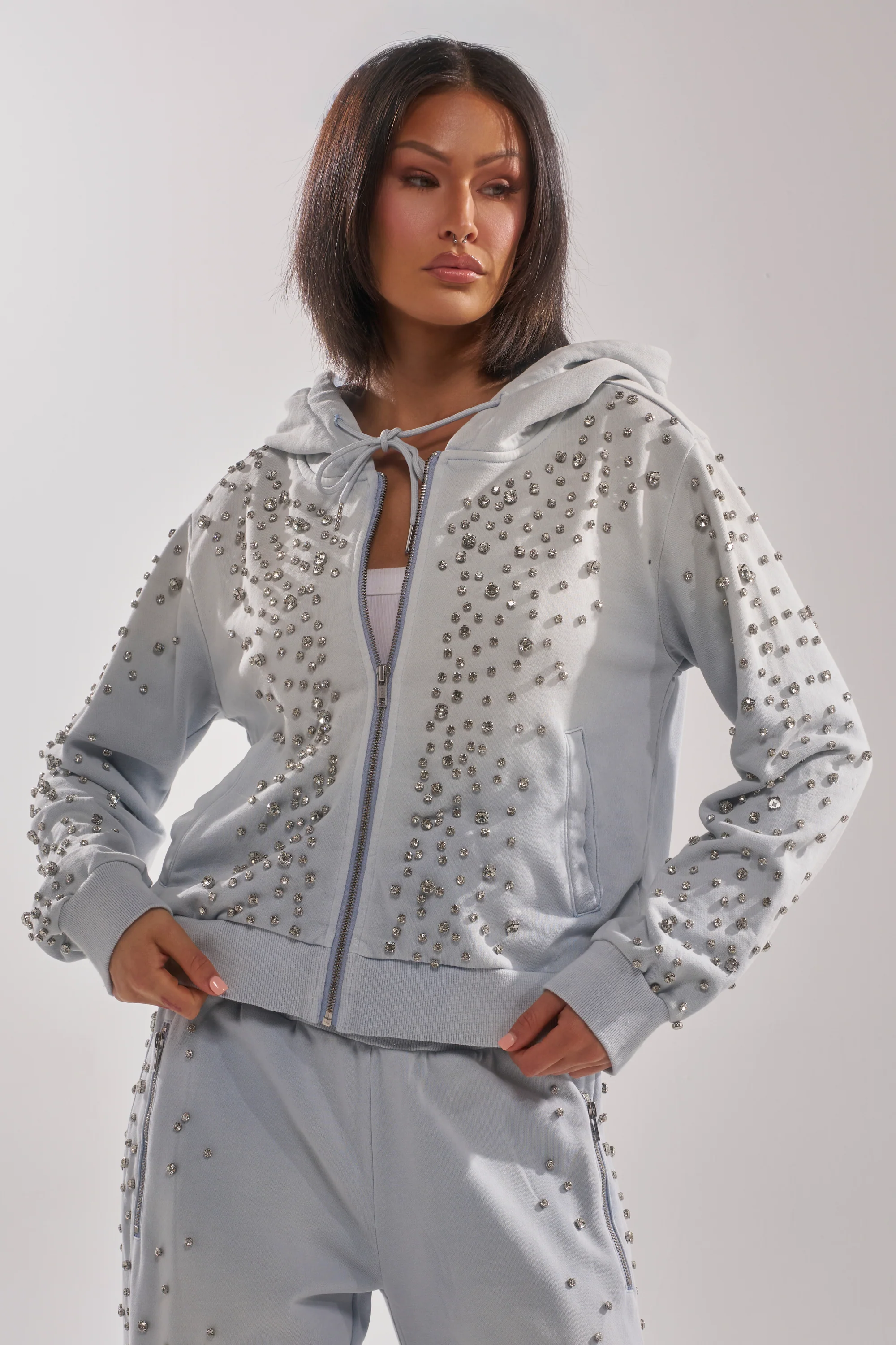 OH HOT DAMN EMBELLISHED ZIP UP SWEATSHIRT - Image 3