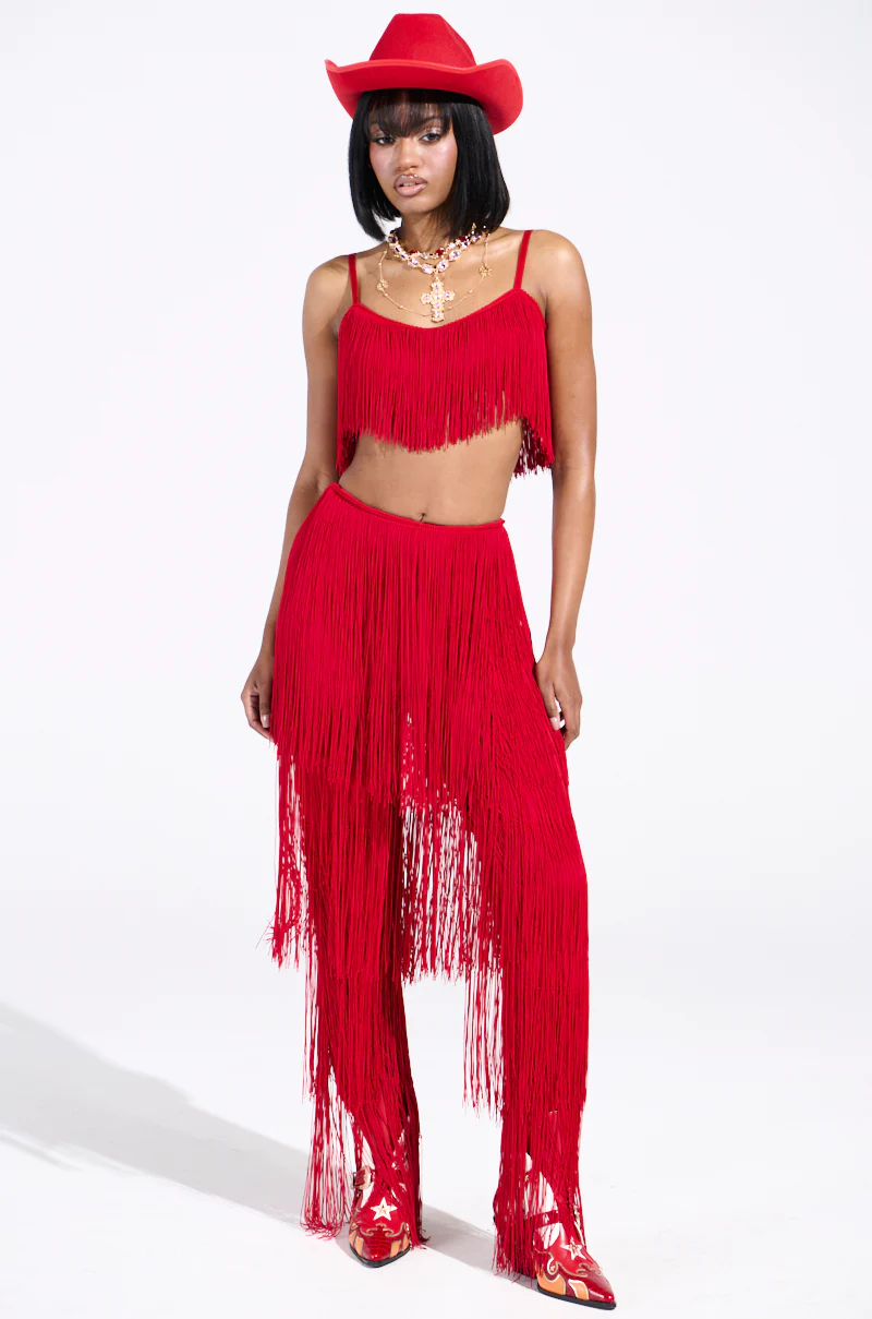 OH SO FRINGE PANTS IN RED - Image 3