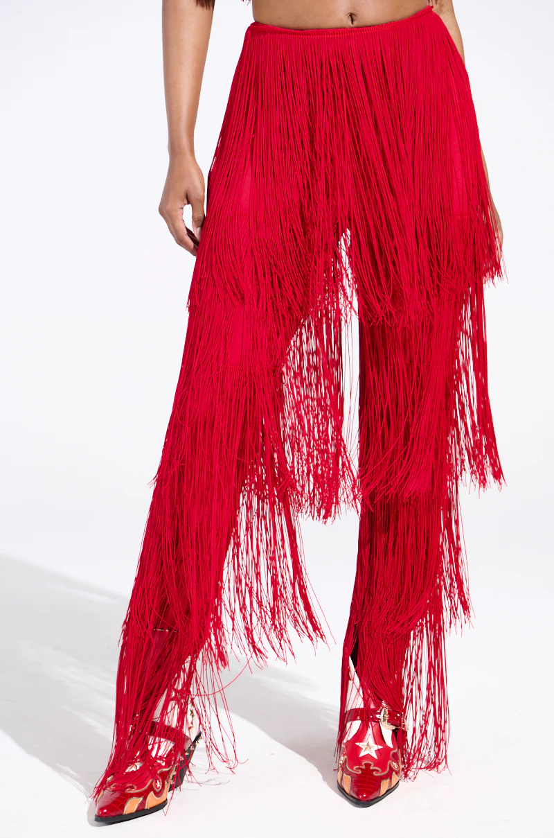 OH SO FRINGE PANTS IN RED - Image 4